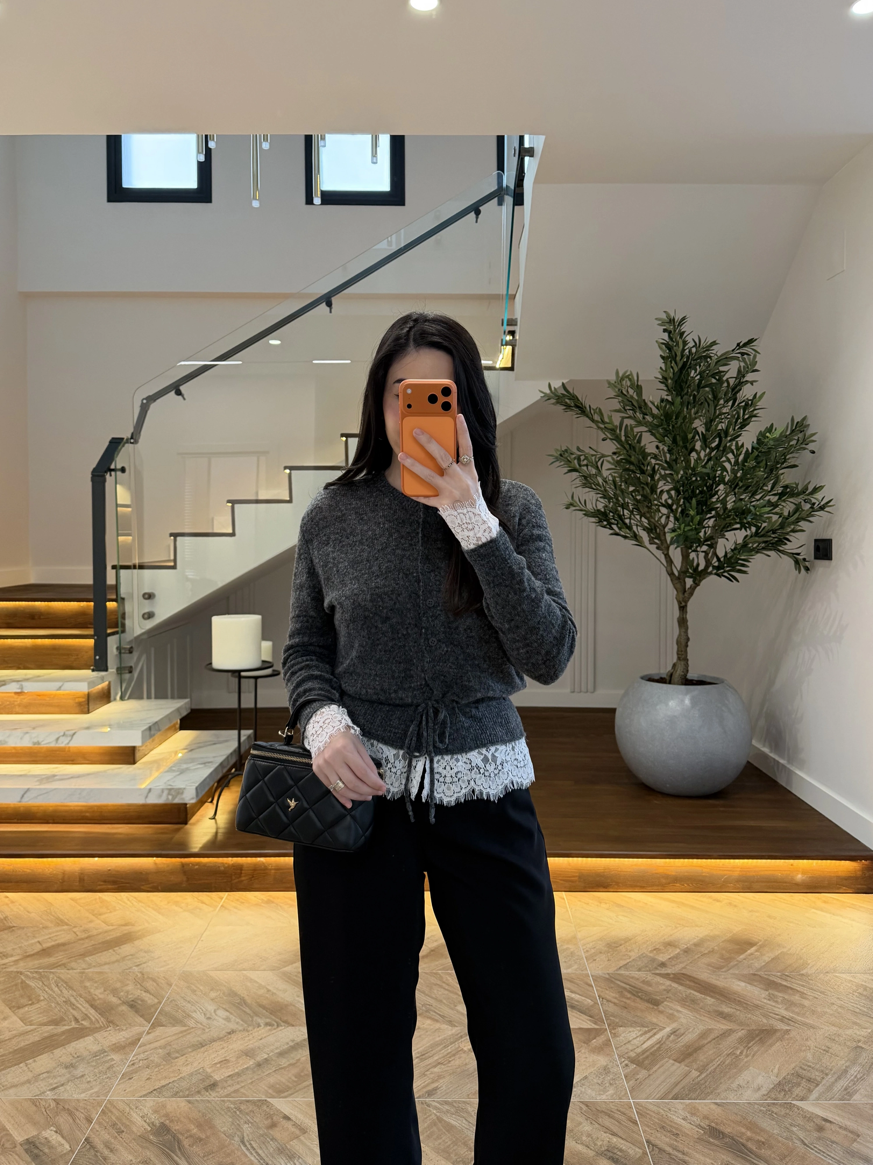 ANTRASİT DANTELLİ HIRKA -TH261085