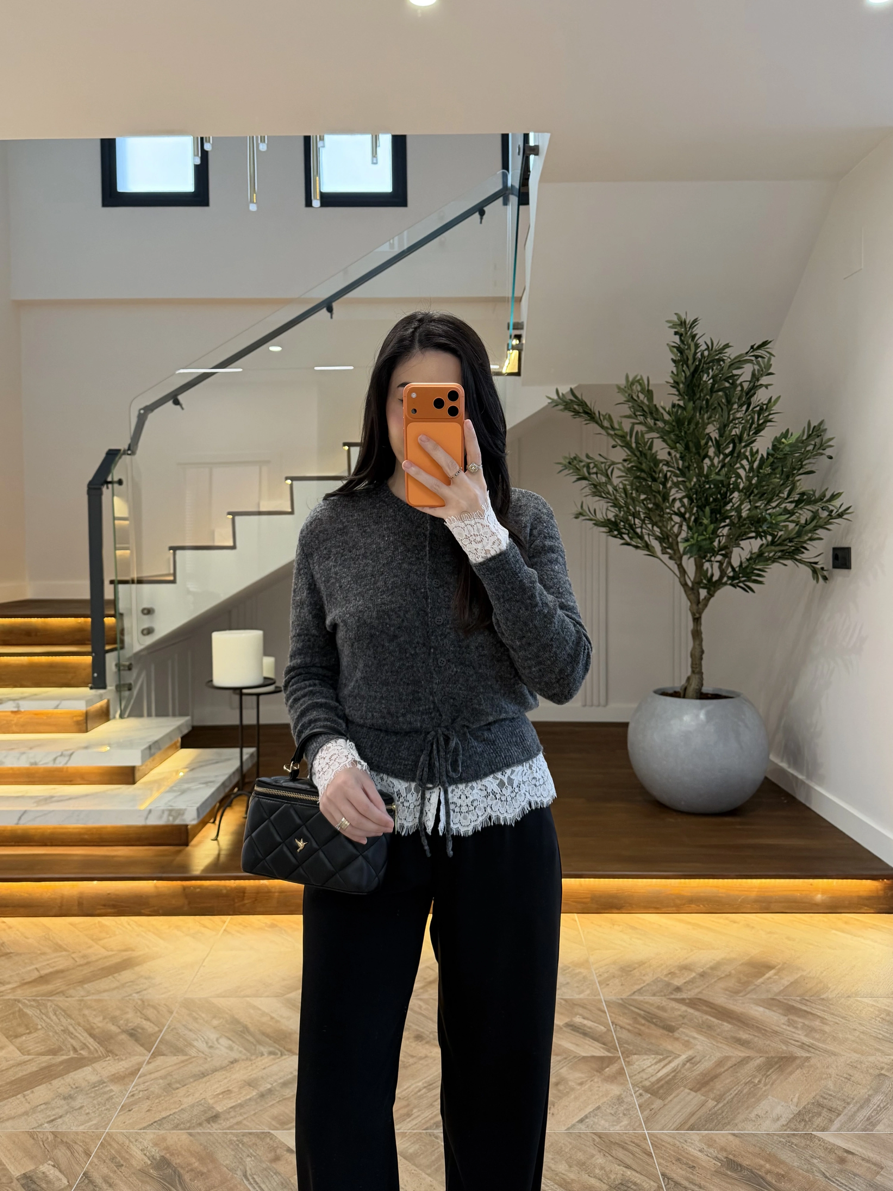 ANTRASİT DANTELLİ HIRKA -TH261085