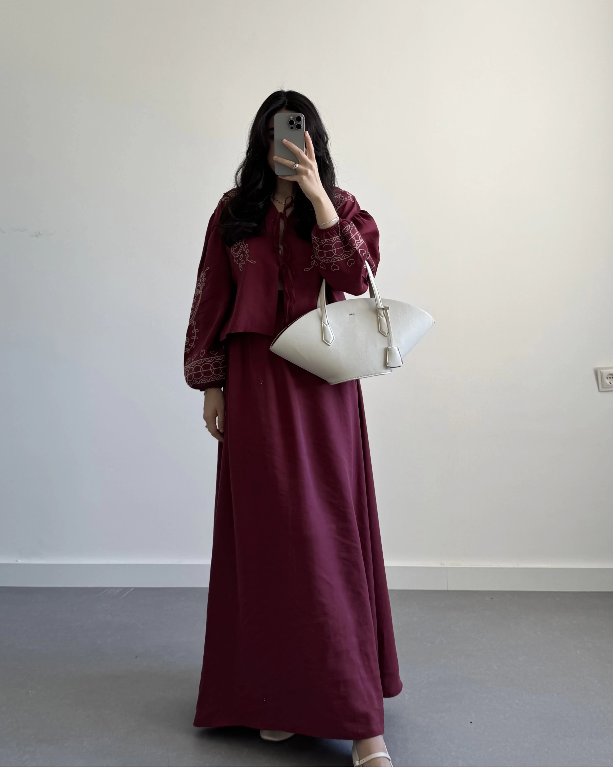 BORDO NAKIŞLI ETEKLİ İKİLİ TAKIM