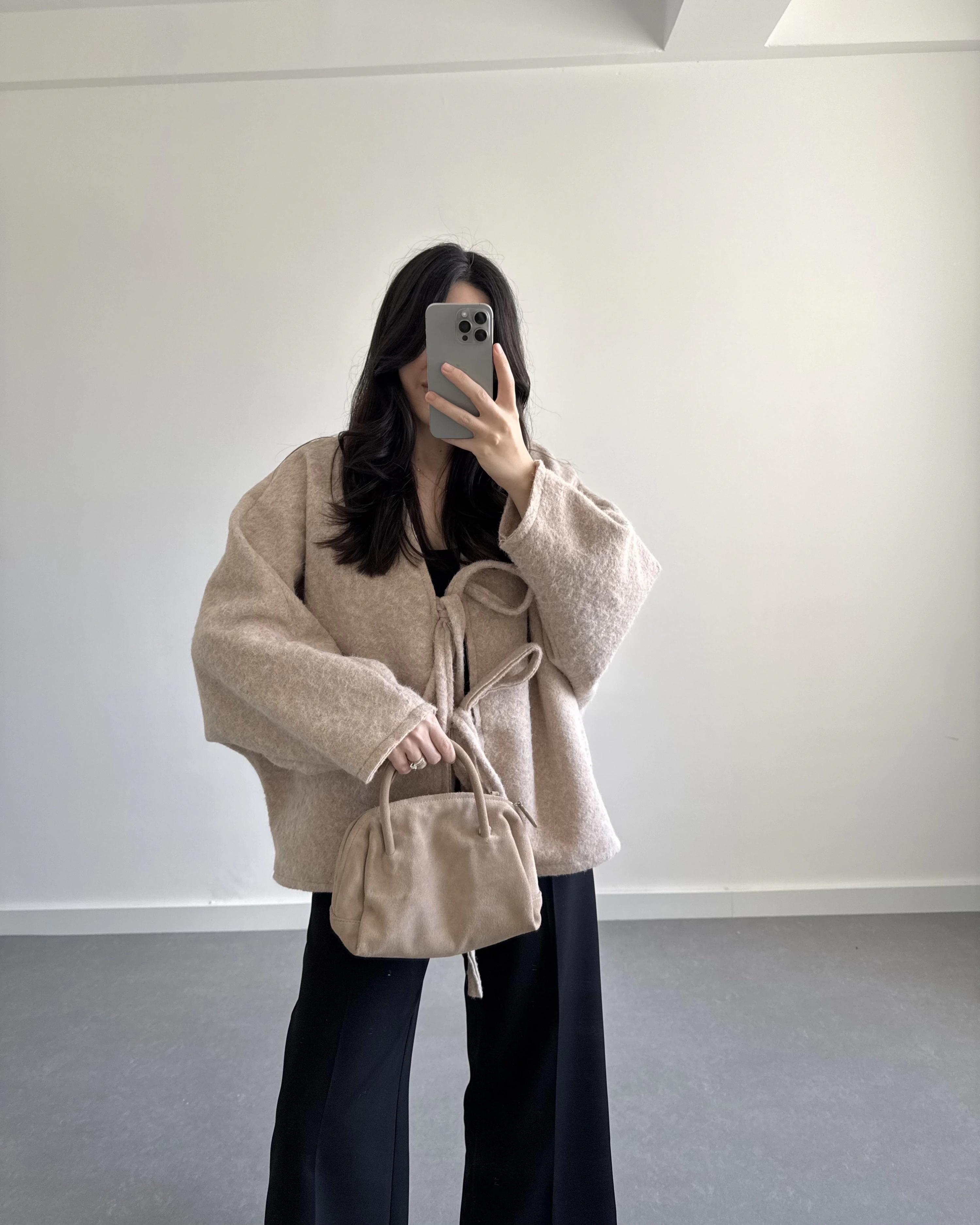 BEJ SAKALLI KAŞE TASARIM CEKET