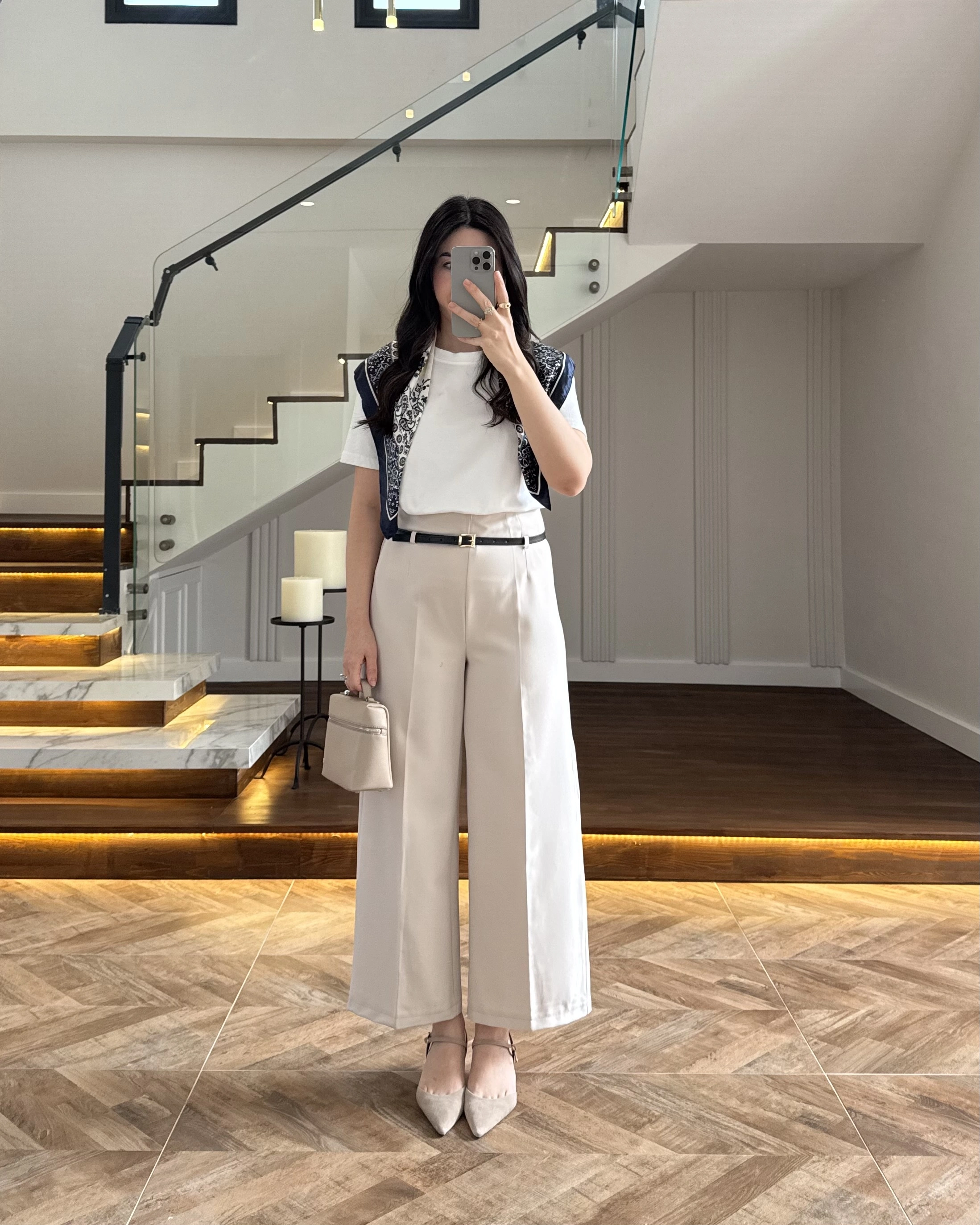 BELİ KEMERLİ CREP KUMAŞ PANTOLON TAŞ