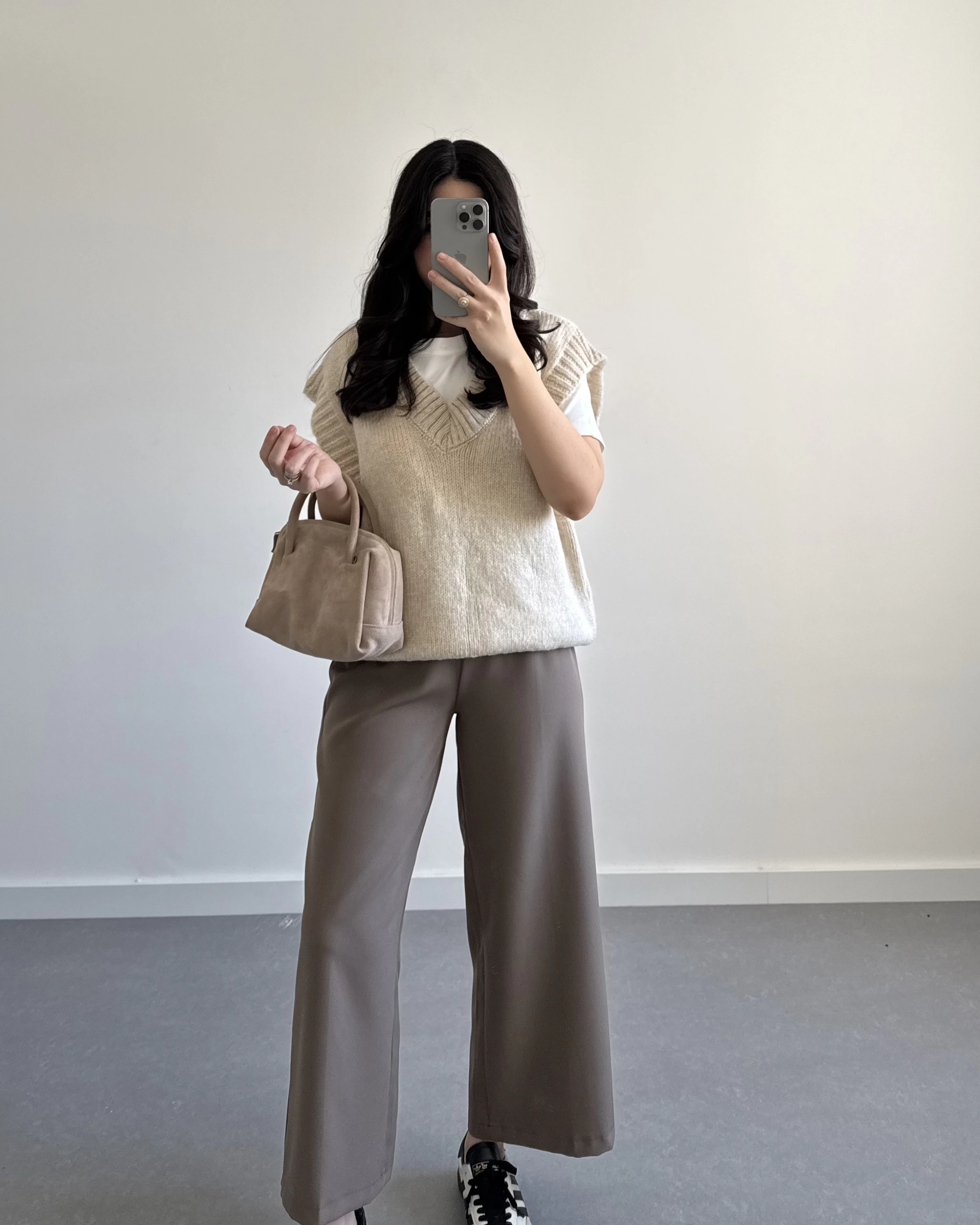 BELİ KEMERLİ CREP KUMAŞ PANTOLON VİZON