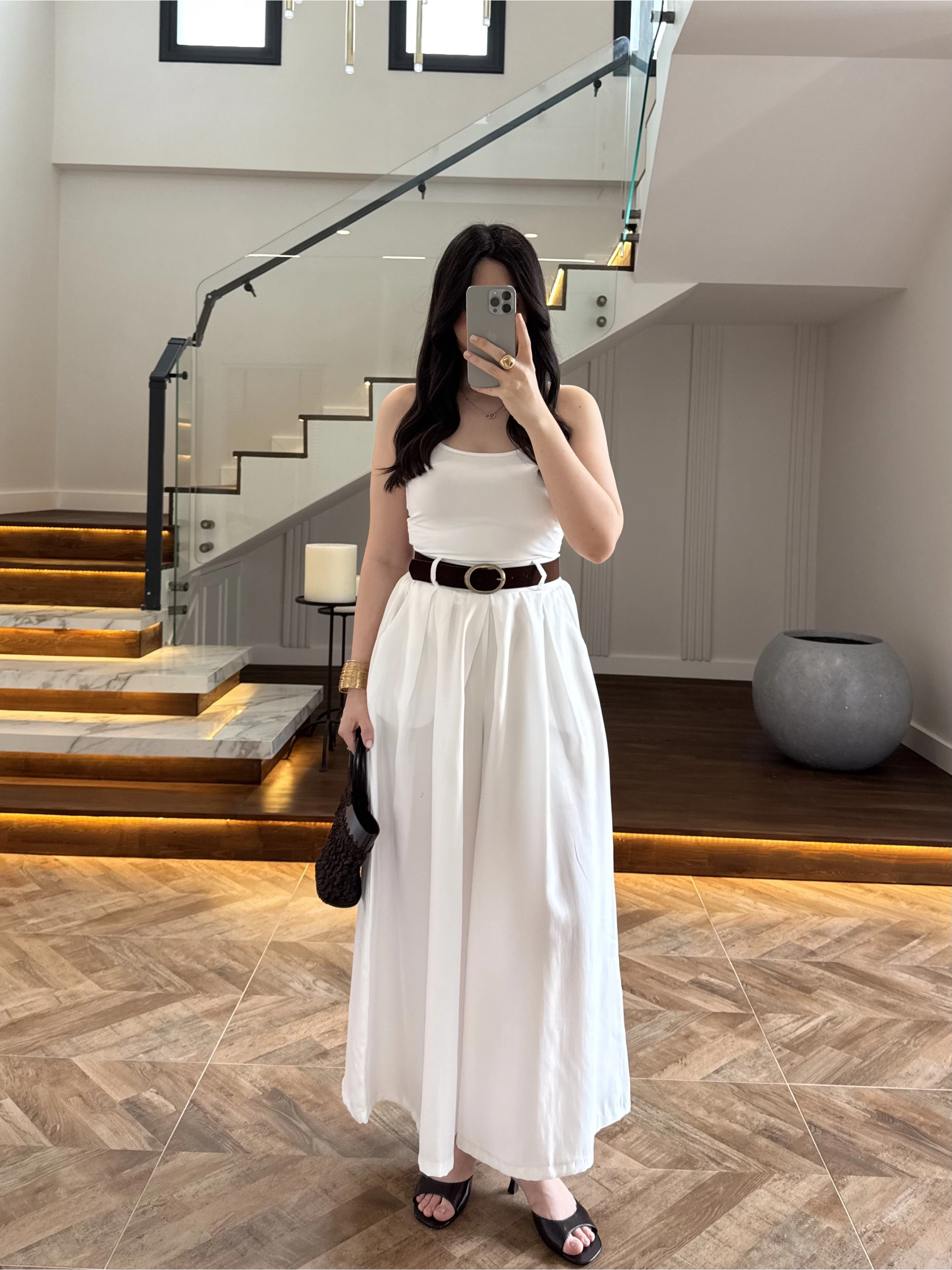 BEYAZ KEMERLİ ETEKLİ PANTOLON-51354