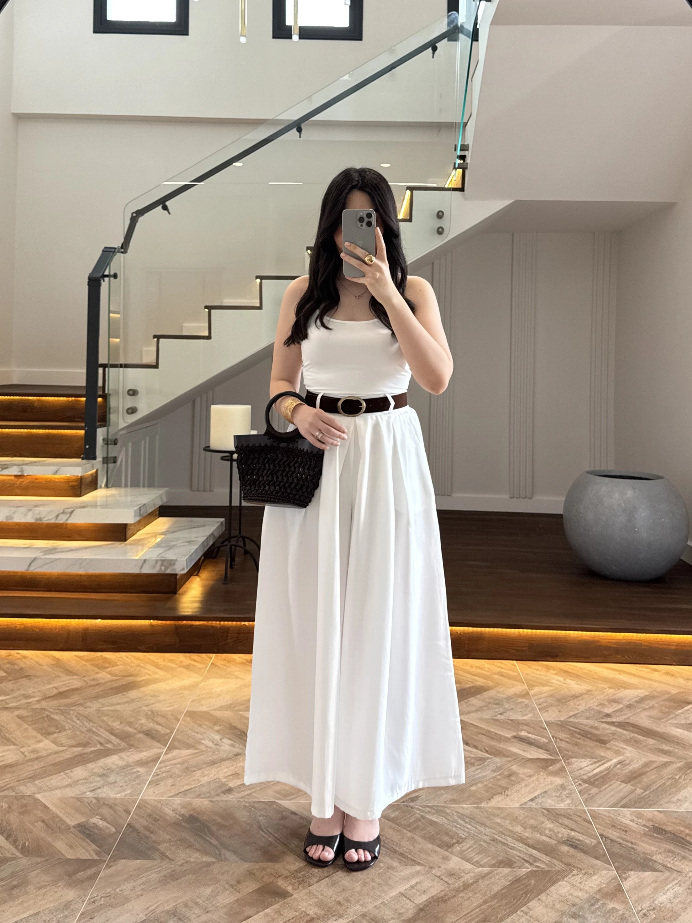 BEYAZ KEMERLİ ETEKLİ PANTOLON-51354