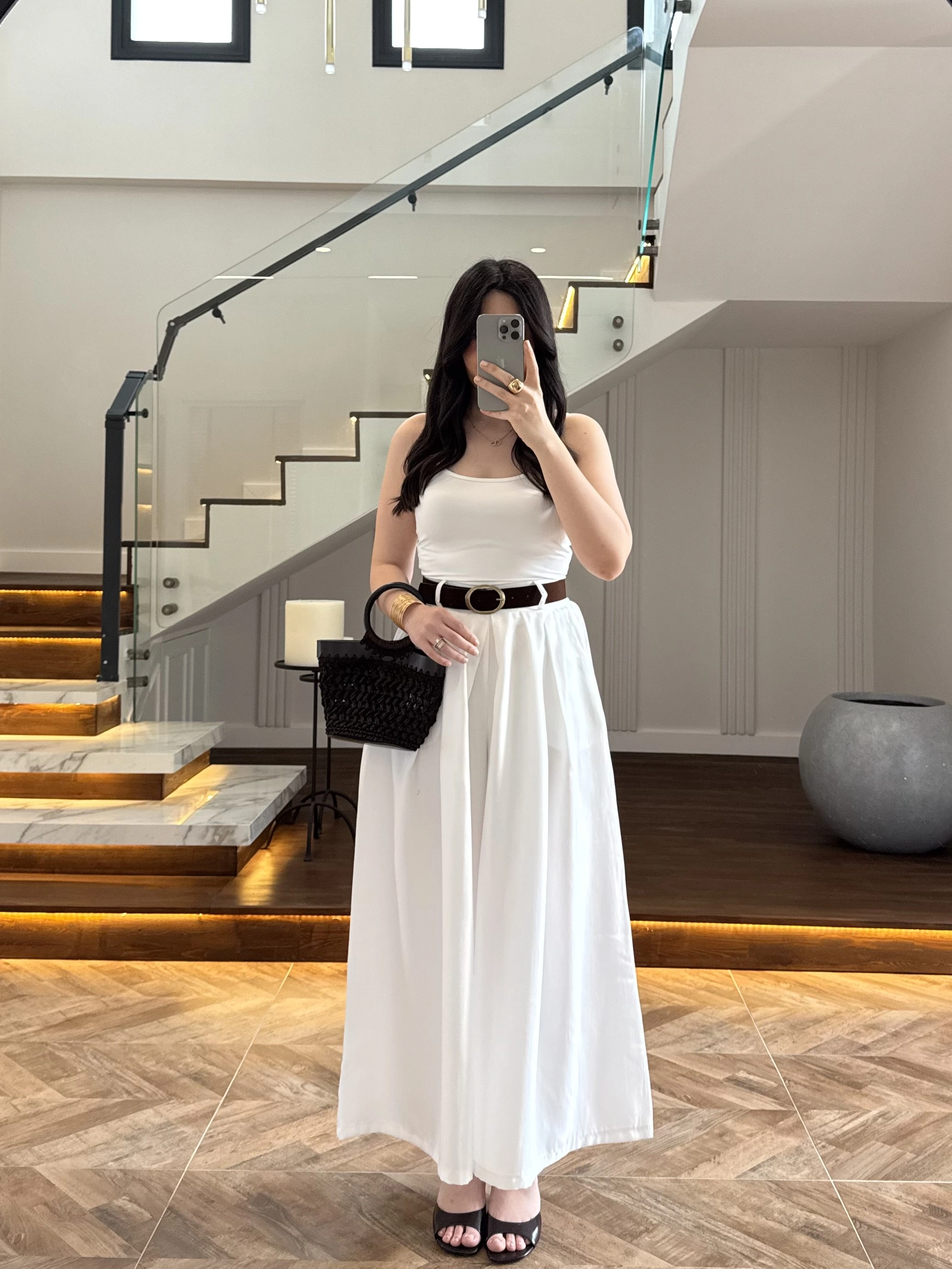 BEYAZ KEMERLİ ETEKLİ PANTOLON-51354