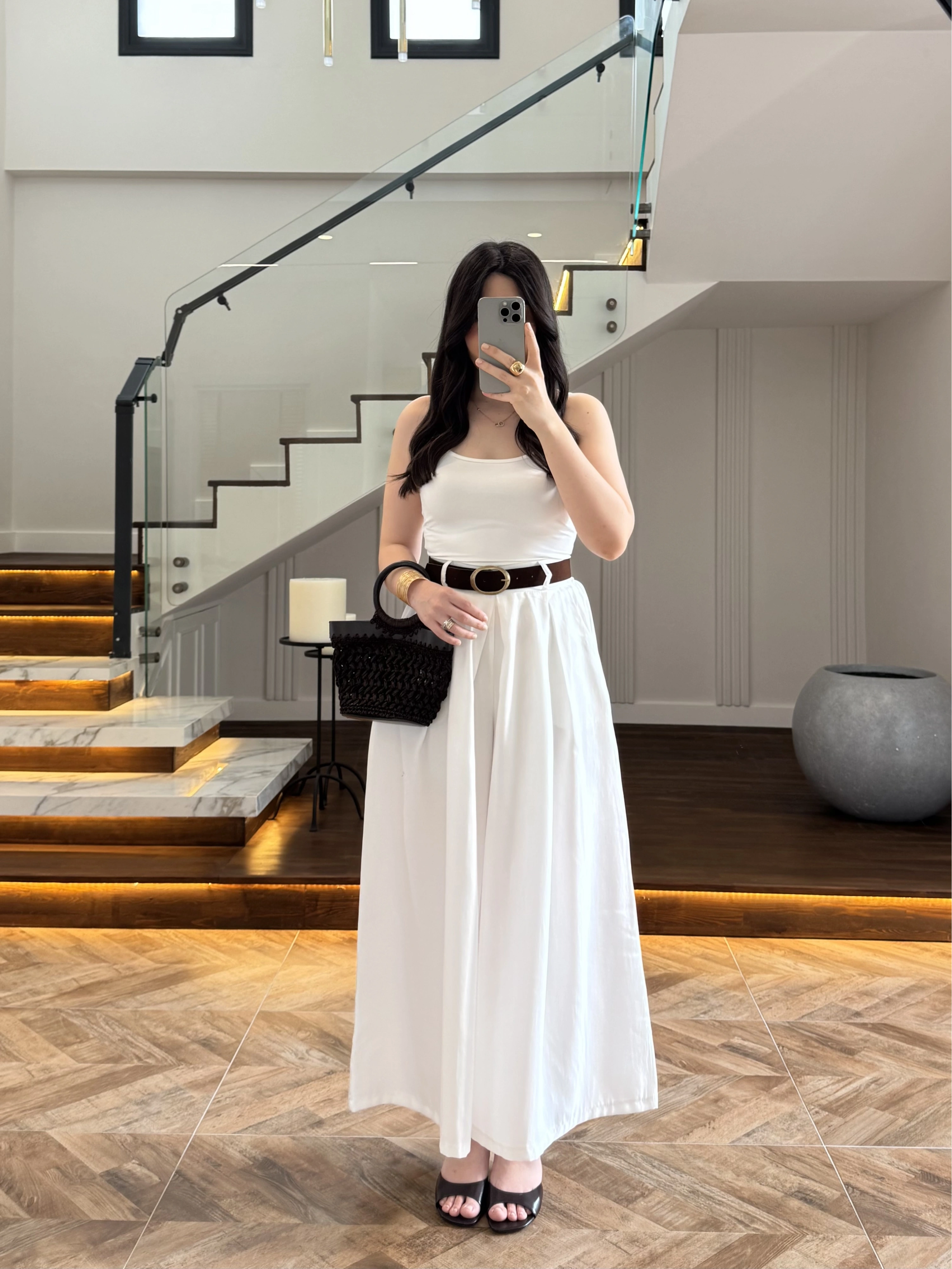 BEYAZ KEMERLİ ETEKLİ PANTOLON-51354
