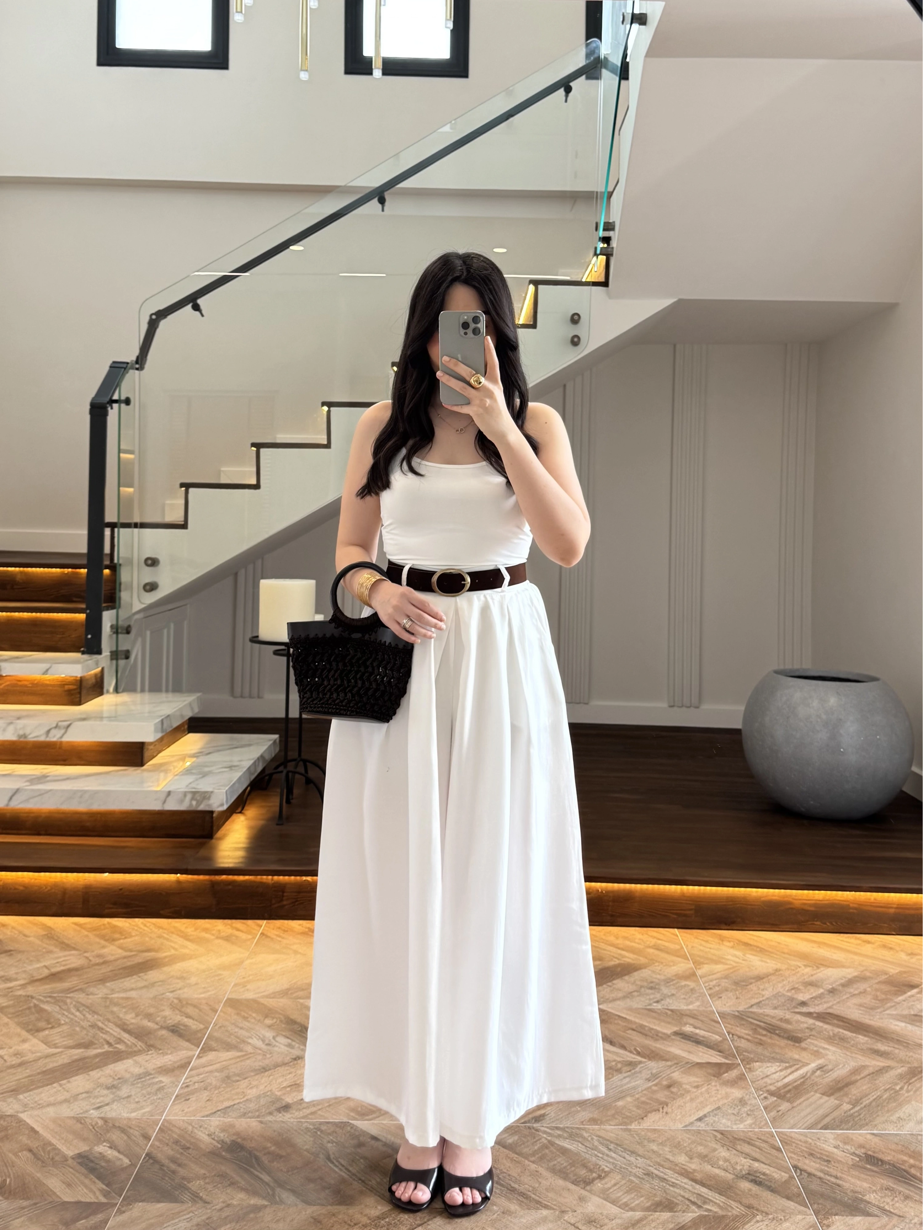 BEYAZ KEMERLİ ETEKLİ PANTOLON-51354