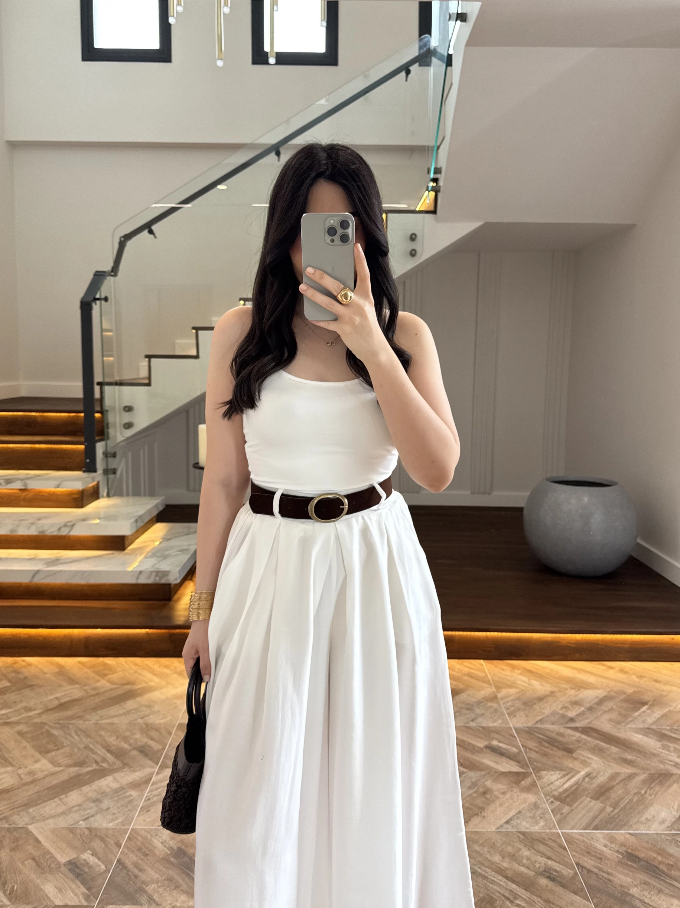 BEYAZ KEMERLİ ETEKLİ PANTOLON-51354