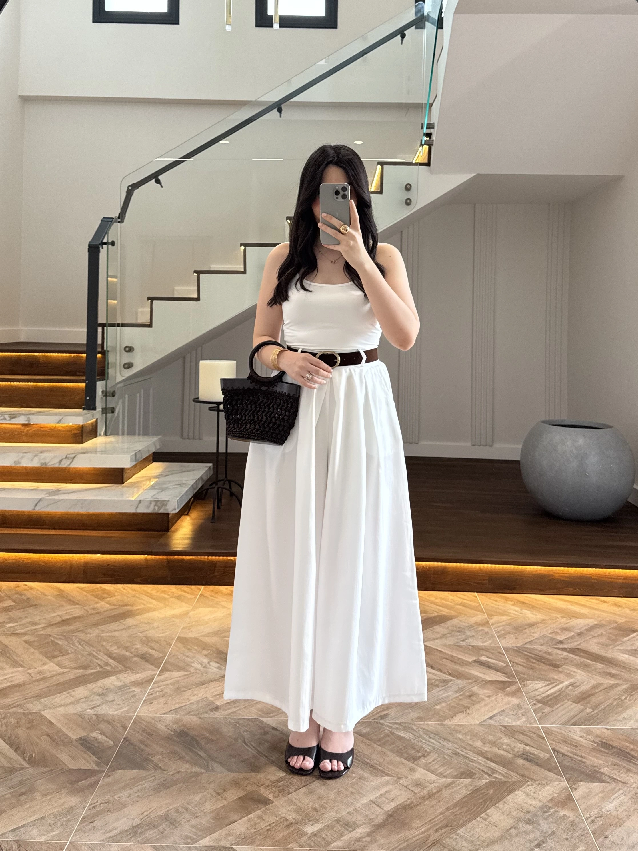 BEYAZ KEMERLİ ETEKLİ PANTOLON-51354
