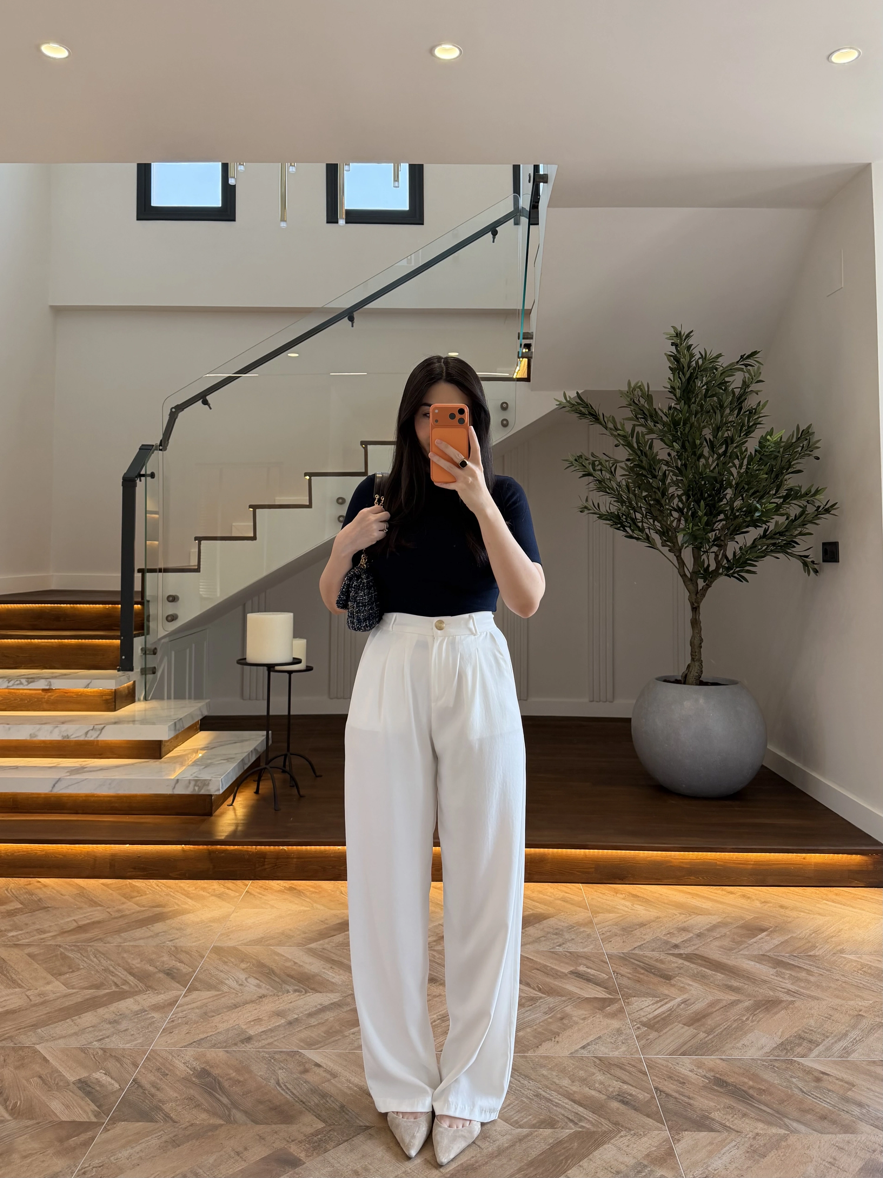 BEYAZ PİLELİ PALAZZO PANTOLON-51078