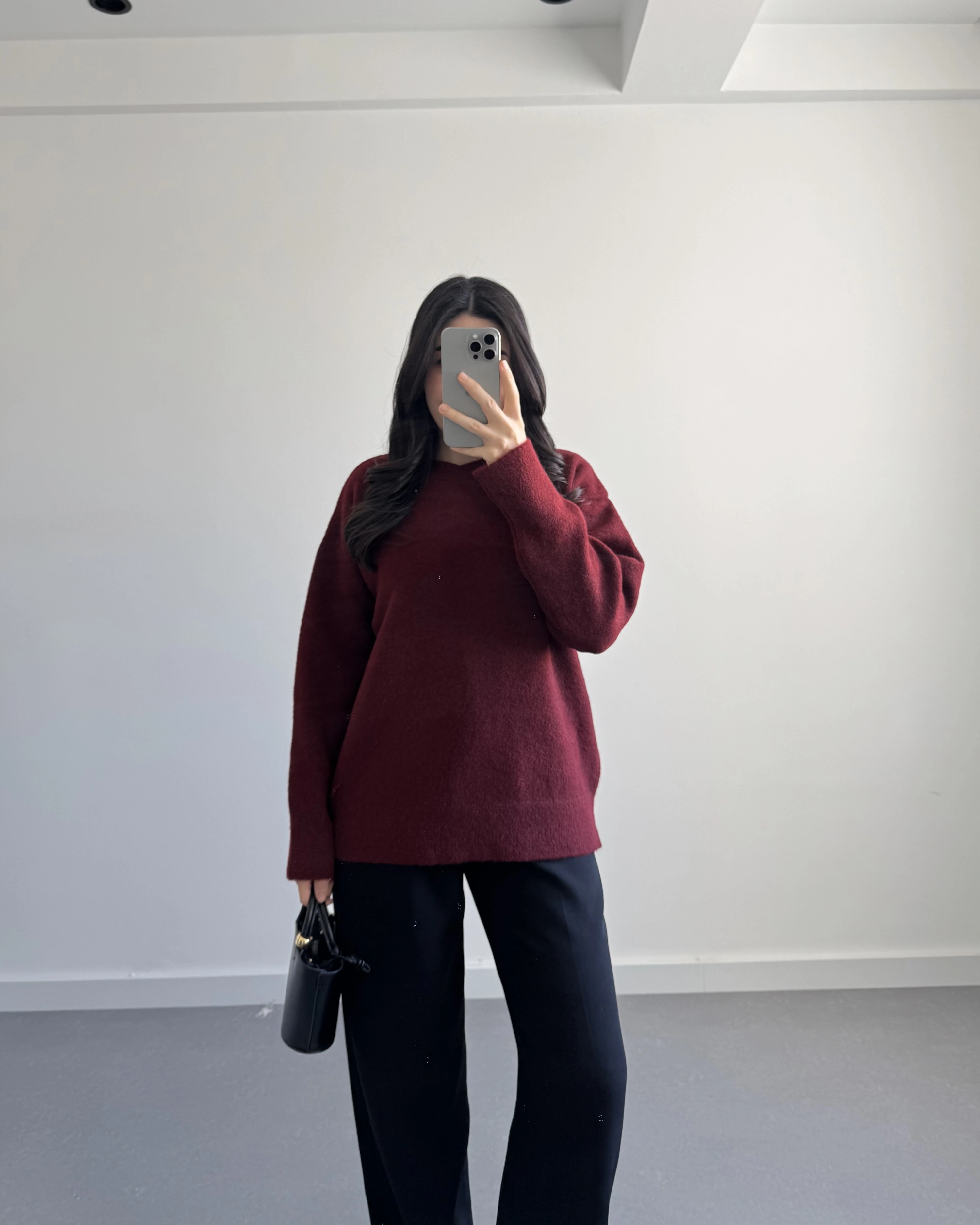 BİSİKLET YAKA KAZAK BORDO