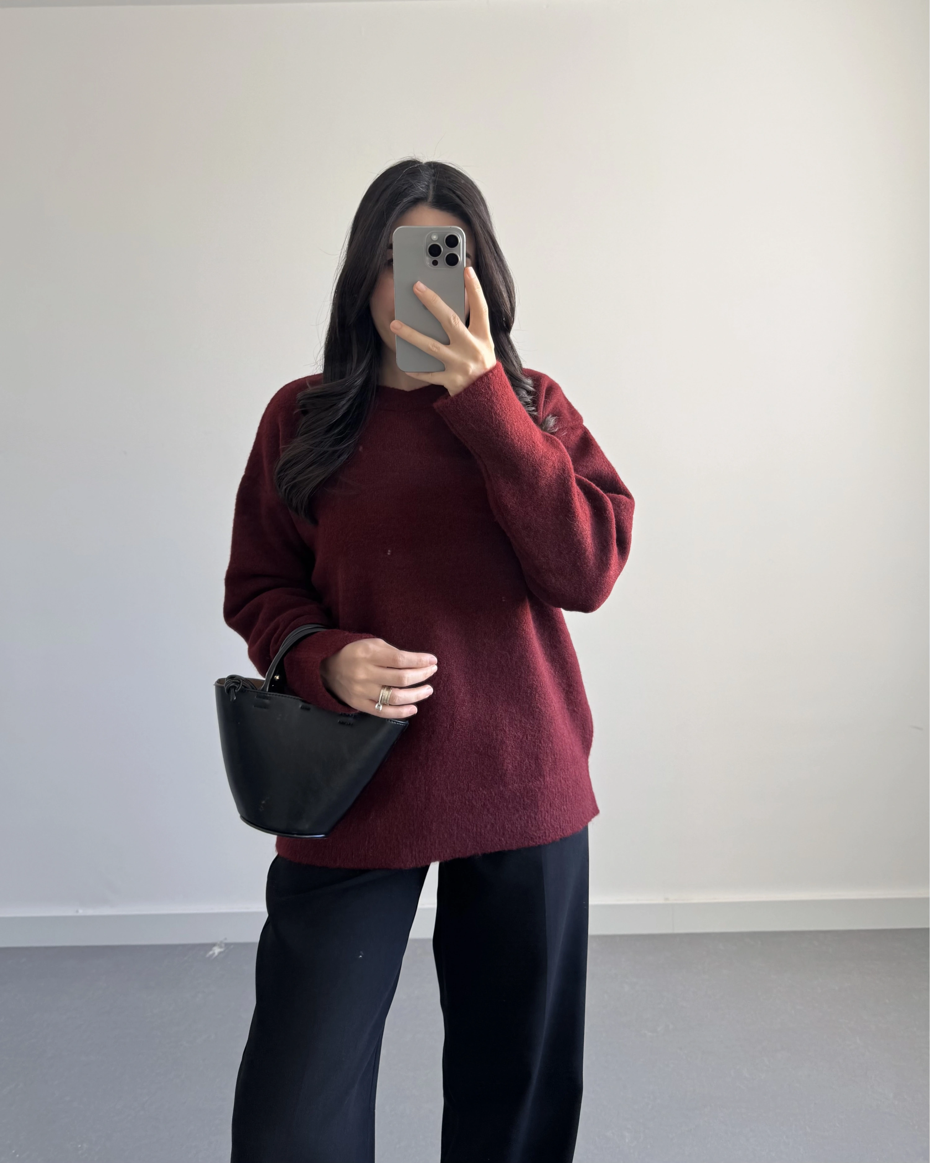 BİSİKLET YAKA KAZAK BORDO