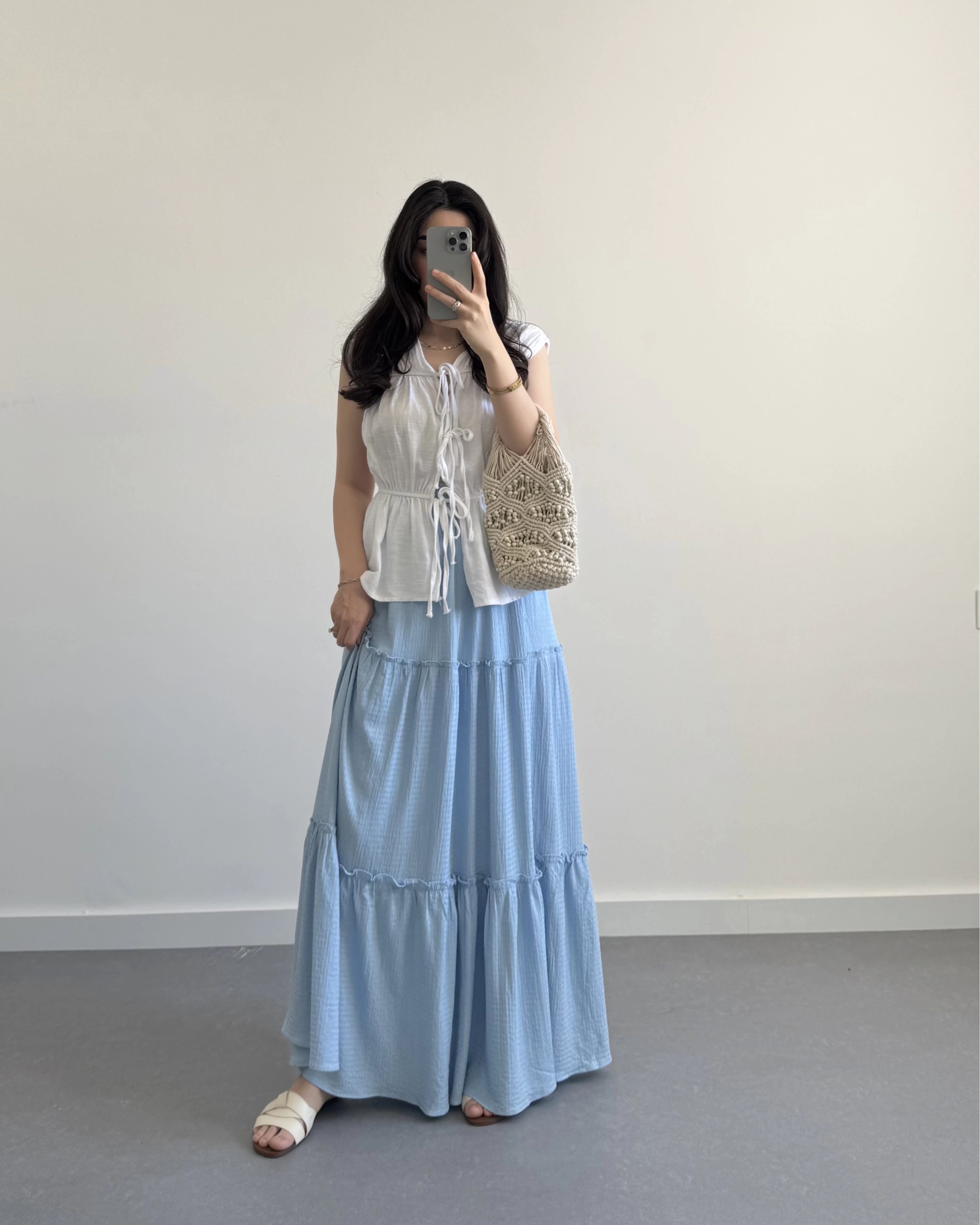 BOHO BEBE MAVİ UZUN ETEK