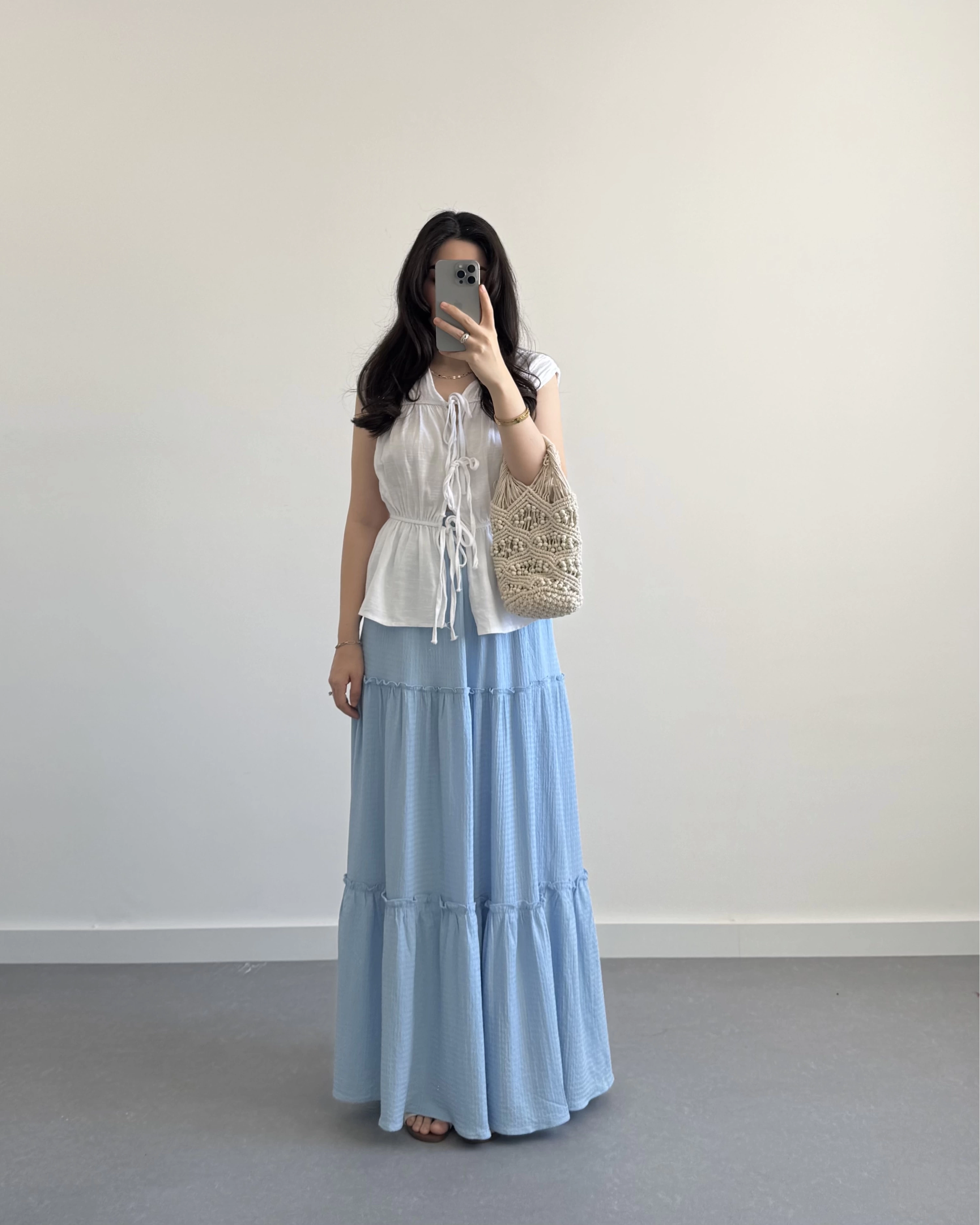 BOHO BEBE MAVİ UZUN ETEK