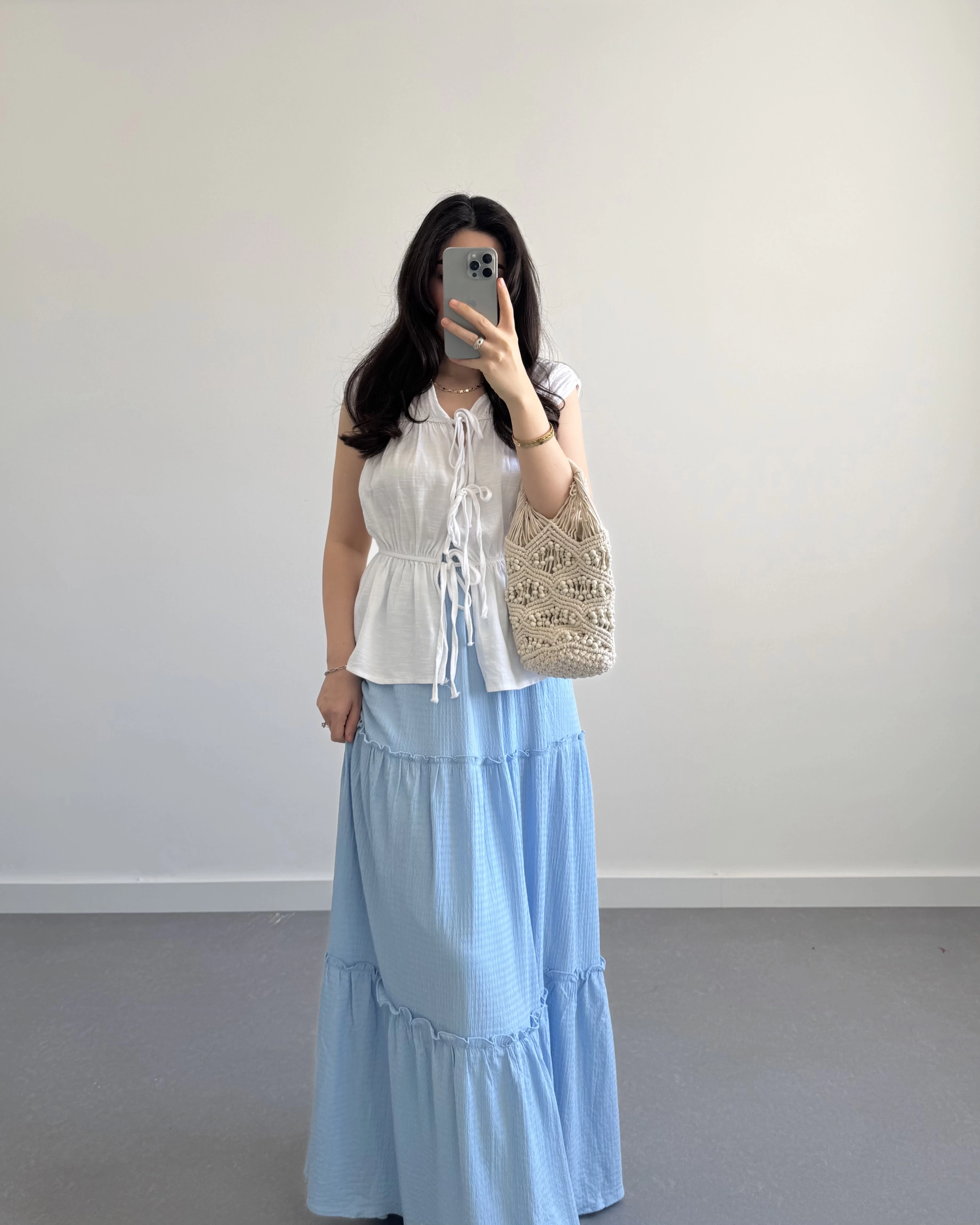 BOHO BEBE MAVİ UZUN ETEK