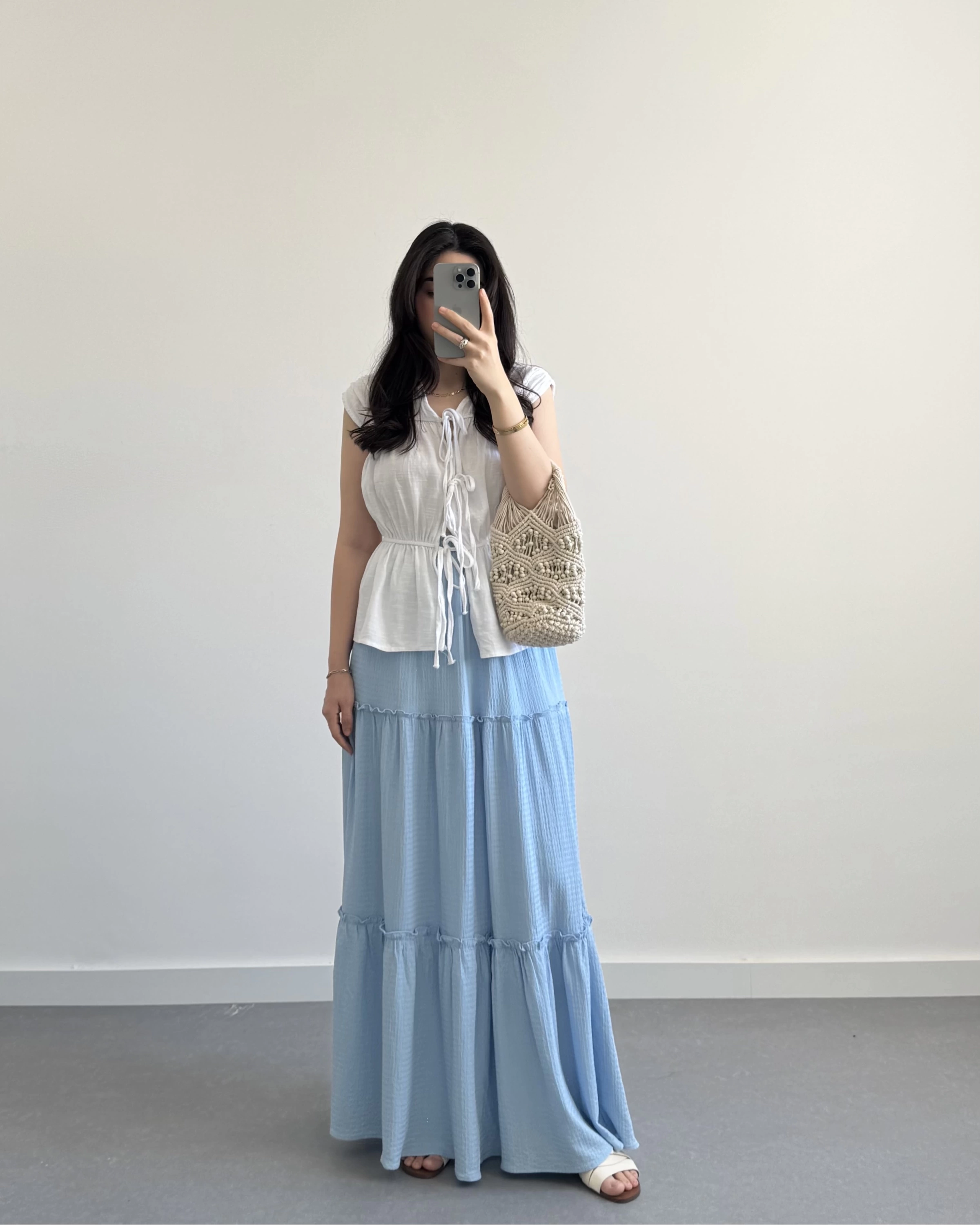 BOHO BEBE MAVİ UZUN ETEK