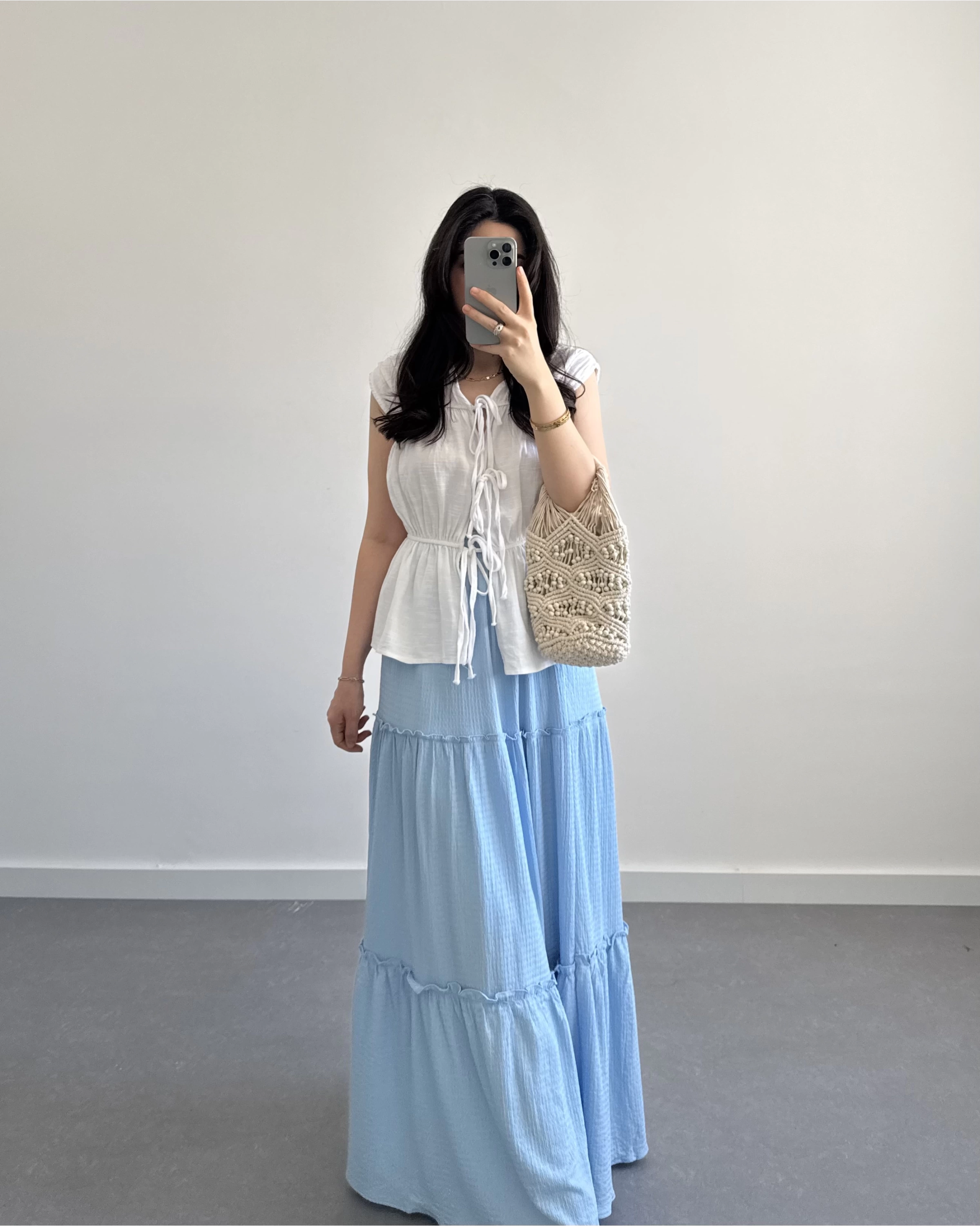 BOHO BEBE MAVİ UZUN ETEK