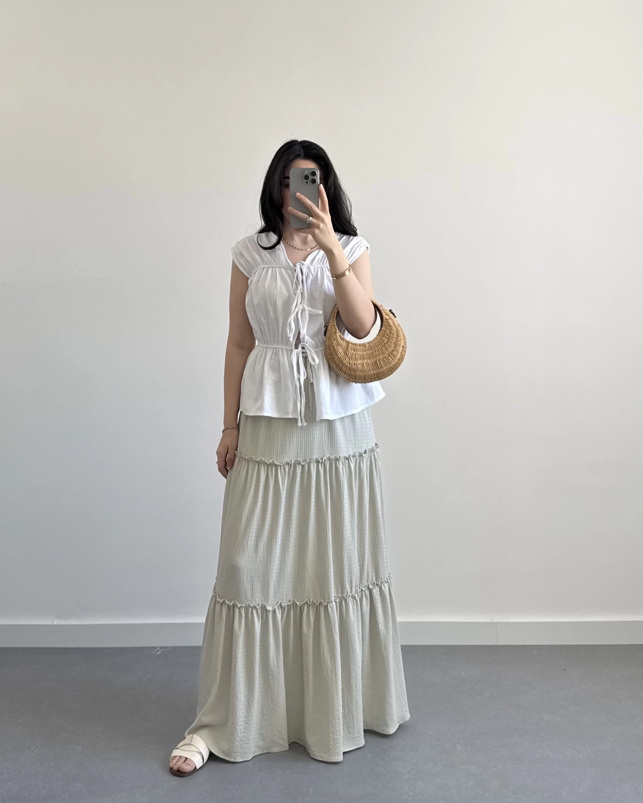 BOHO MİNT YEŞİL UZUN ETEK