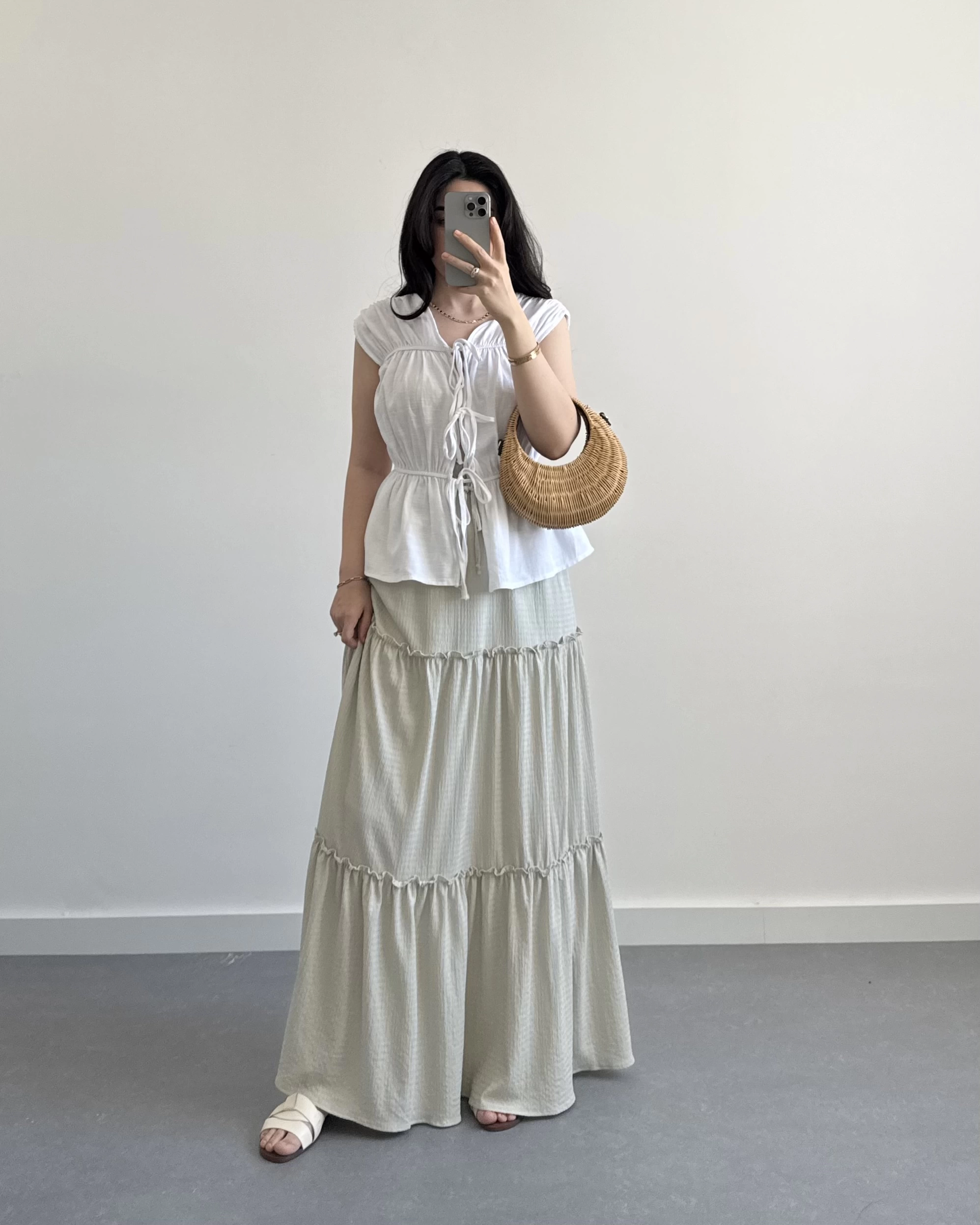 BOHO MİNT YEŞİL UZUN ETEK