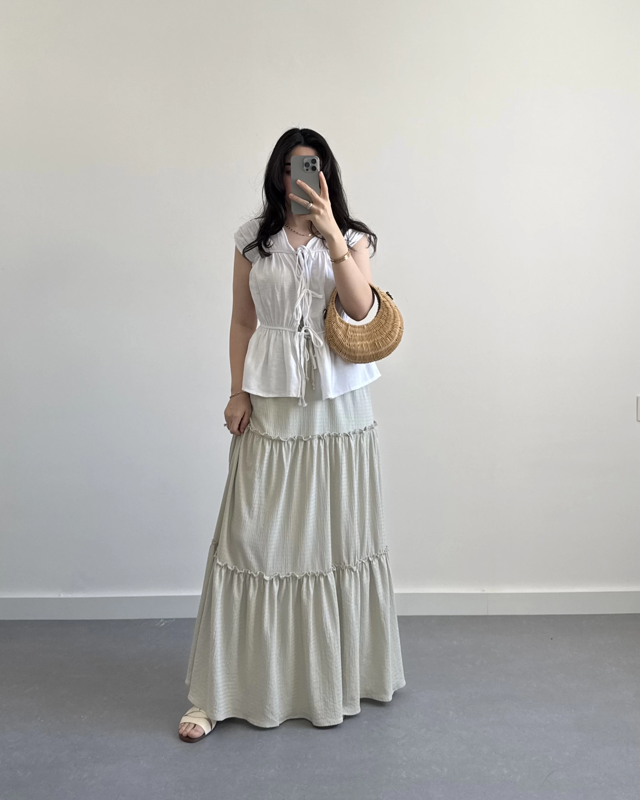 BOHO MİNT YEŞİL UZUN ETEK