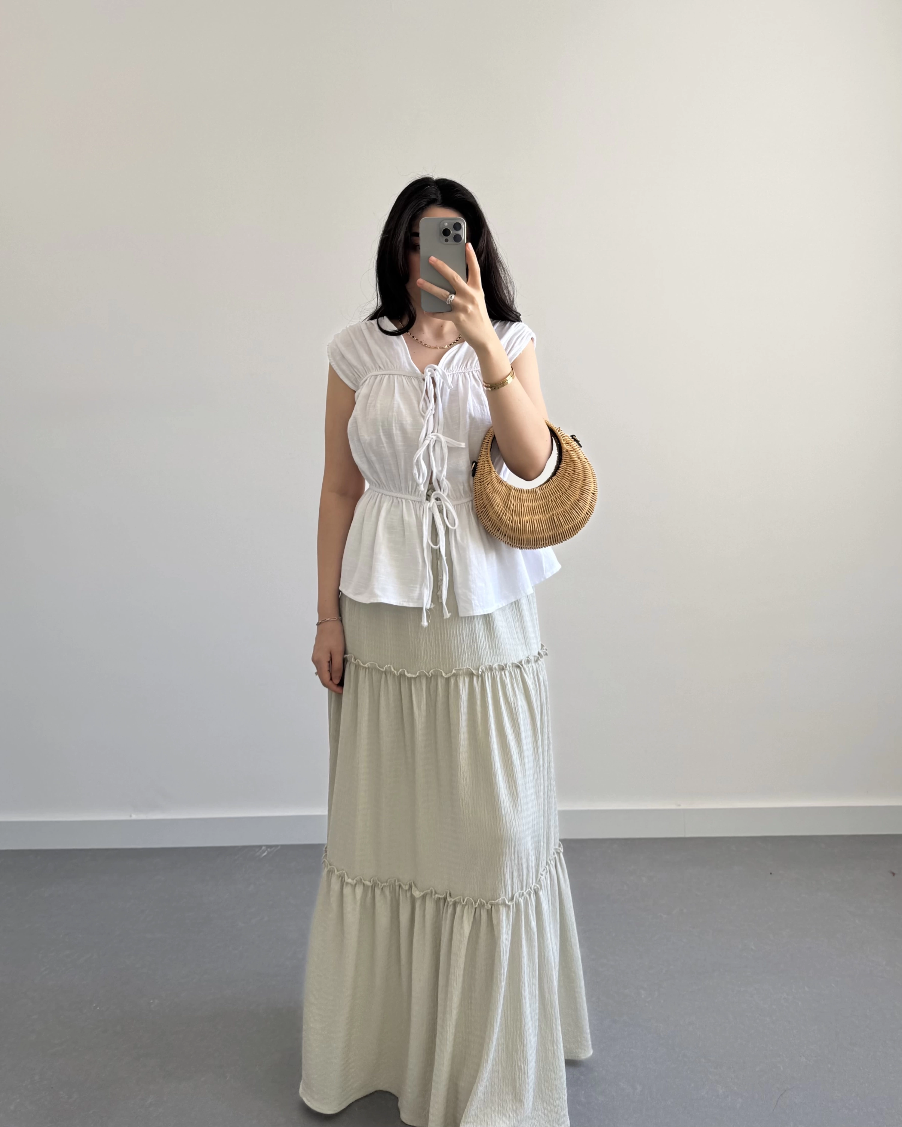 BOHO MİNT YEŞİL UZUN ETEK