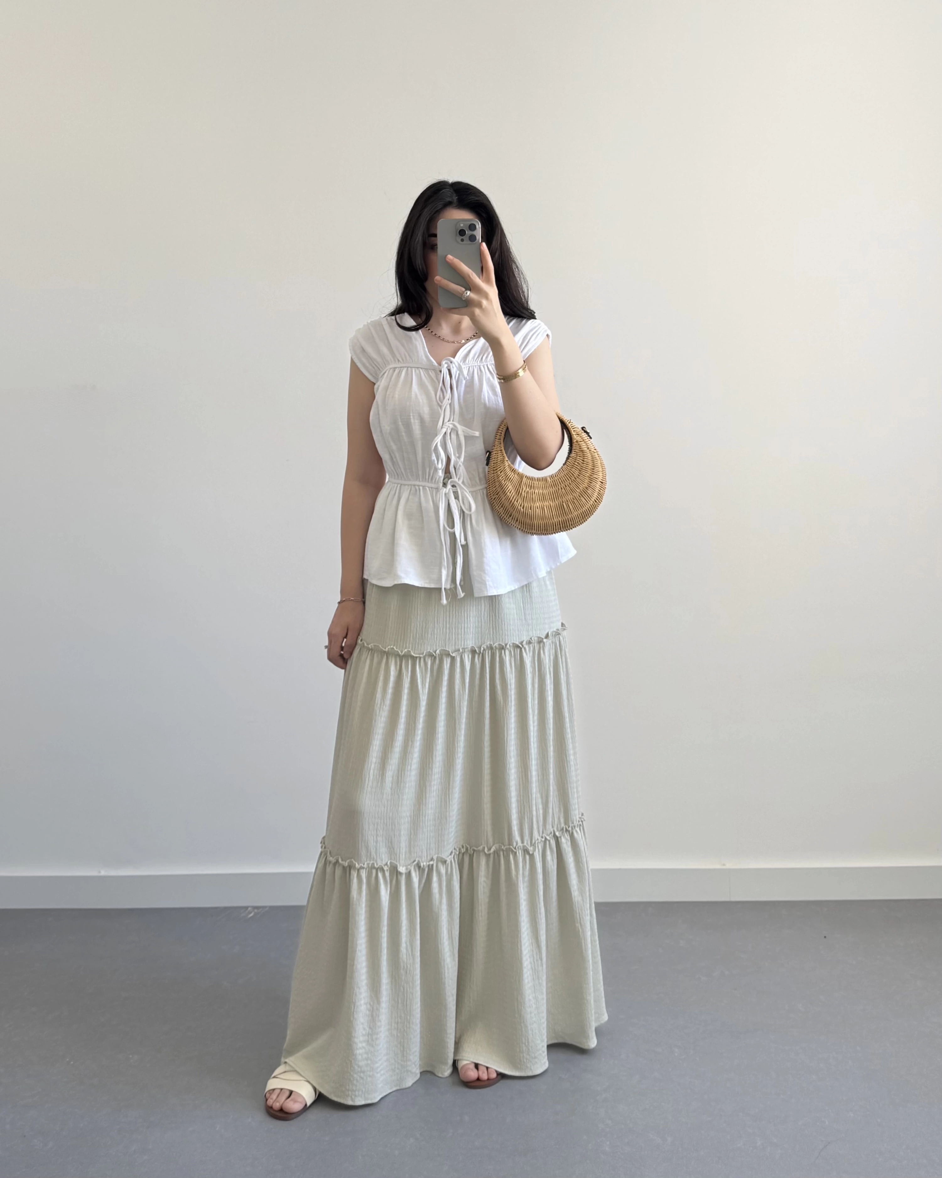 BOHO MİNT YEŞİL UZUN ETEK