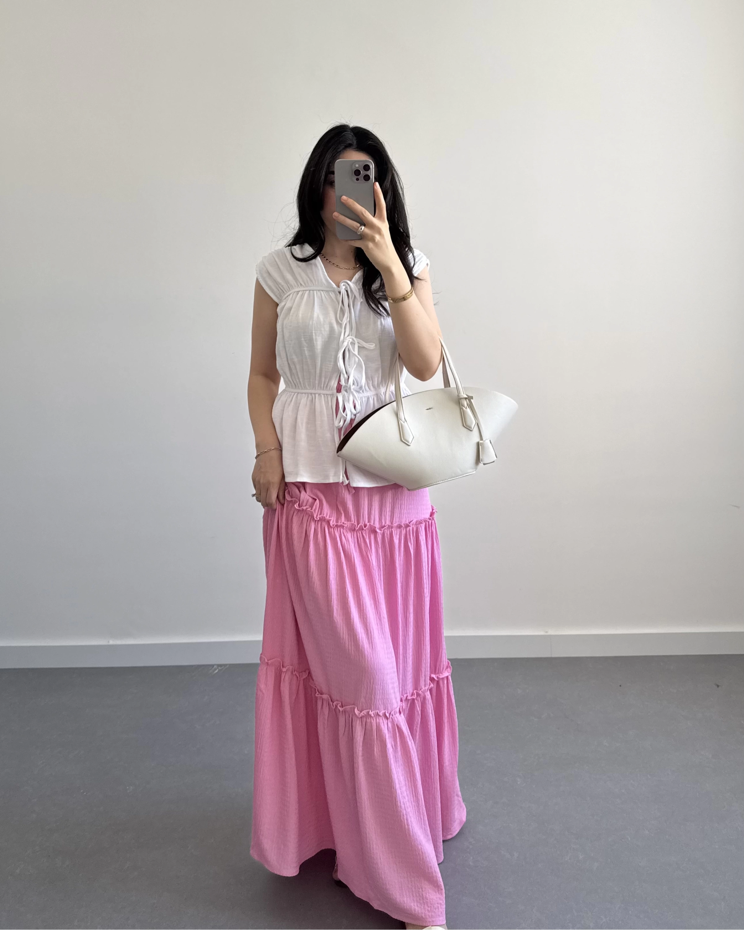 BOHO PEMBE UZUN ETEK