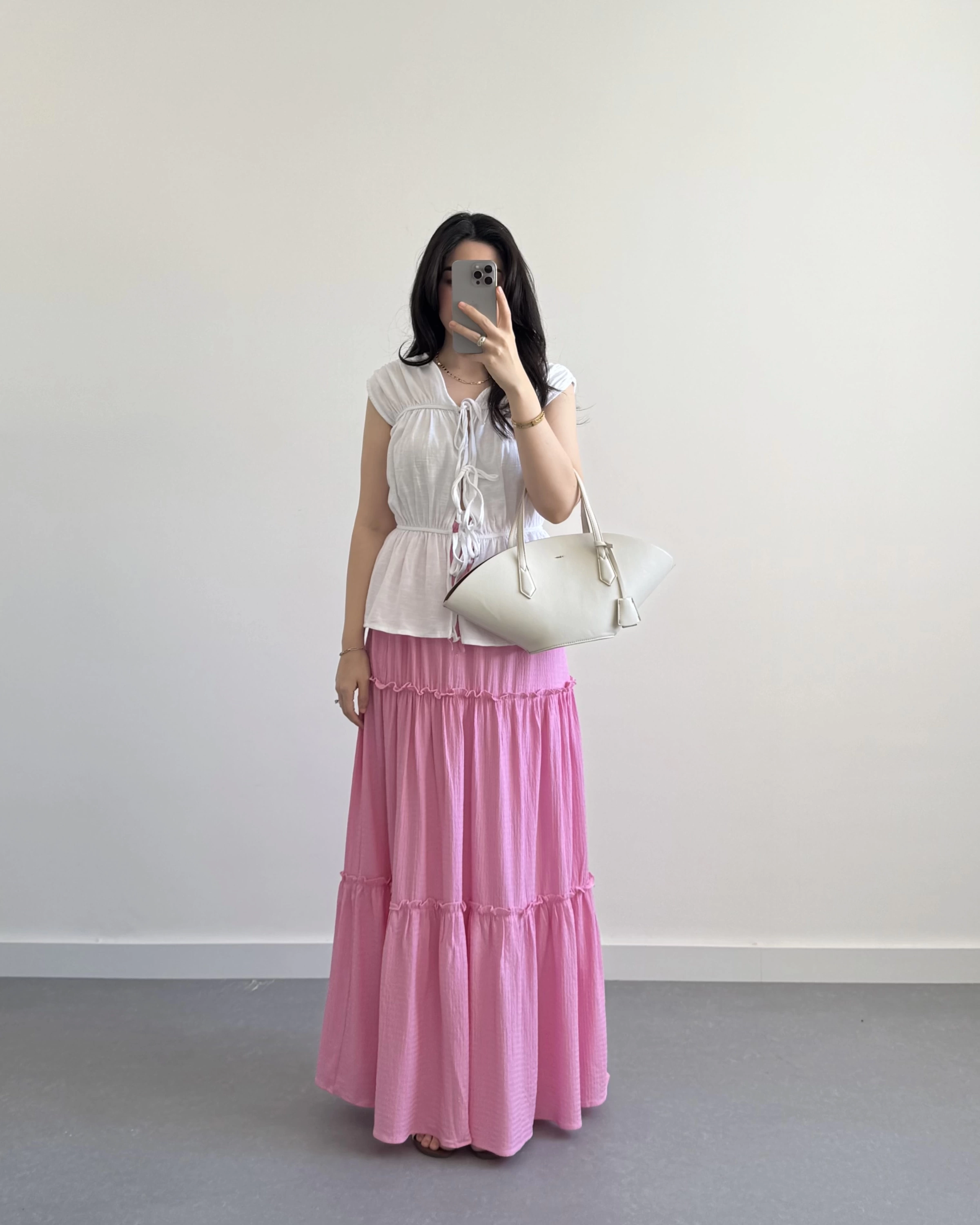 BOHO PEMBE UZUN ETEK