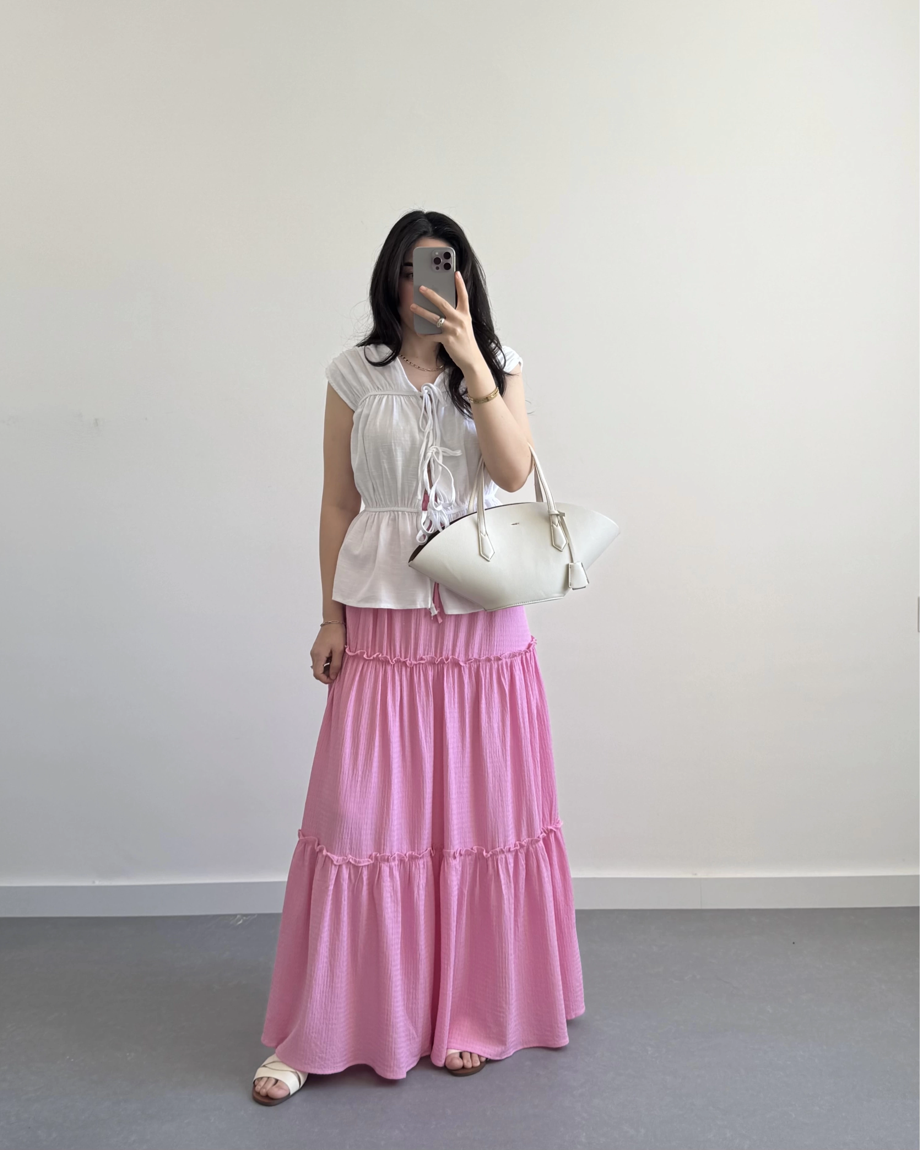 BOHO PEMBE UZUN ETEK