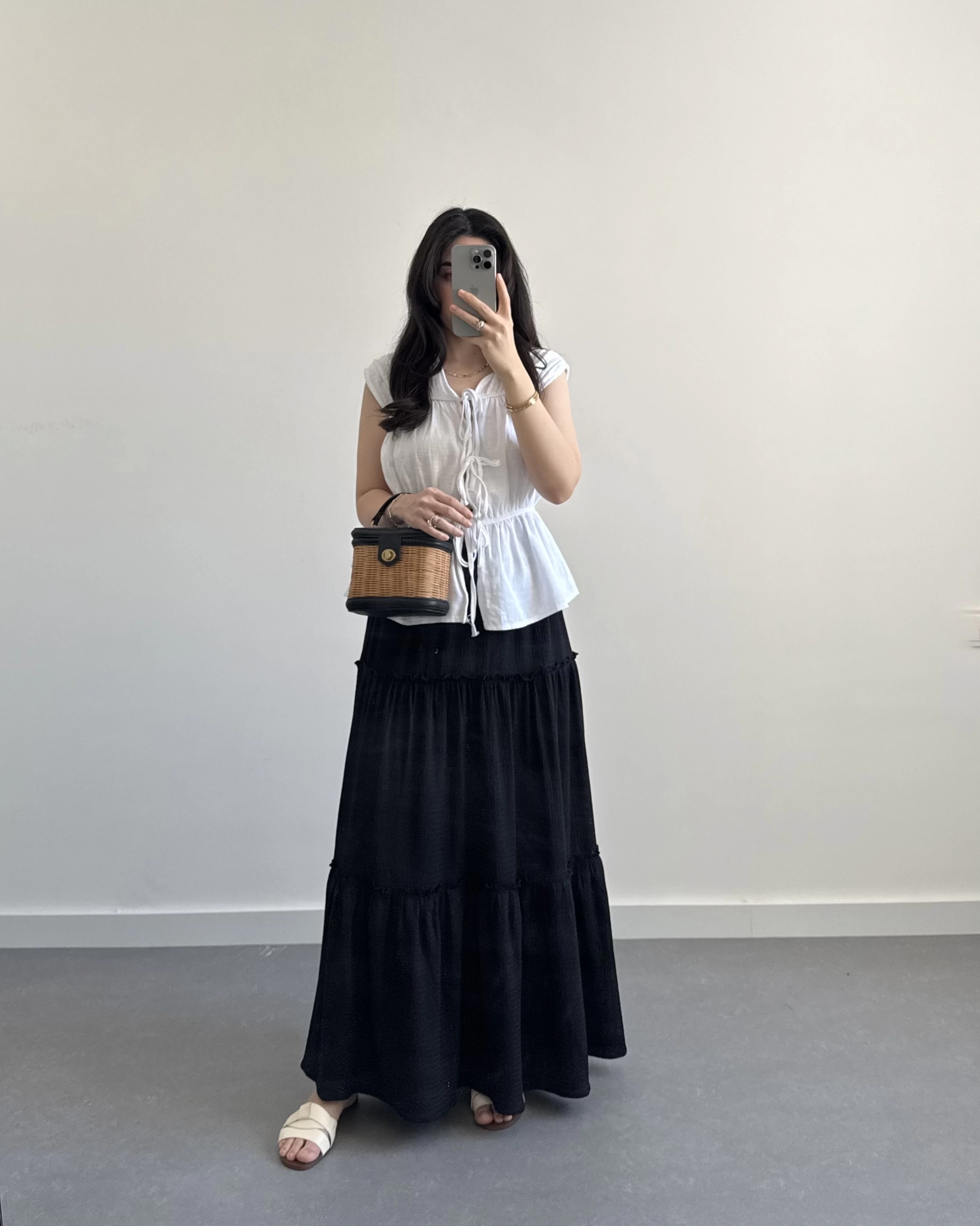 BOHO SİYAH UZUN ETEK