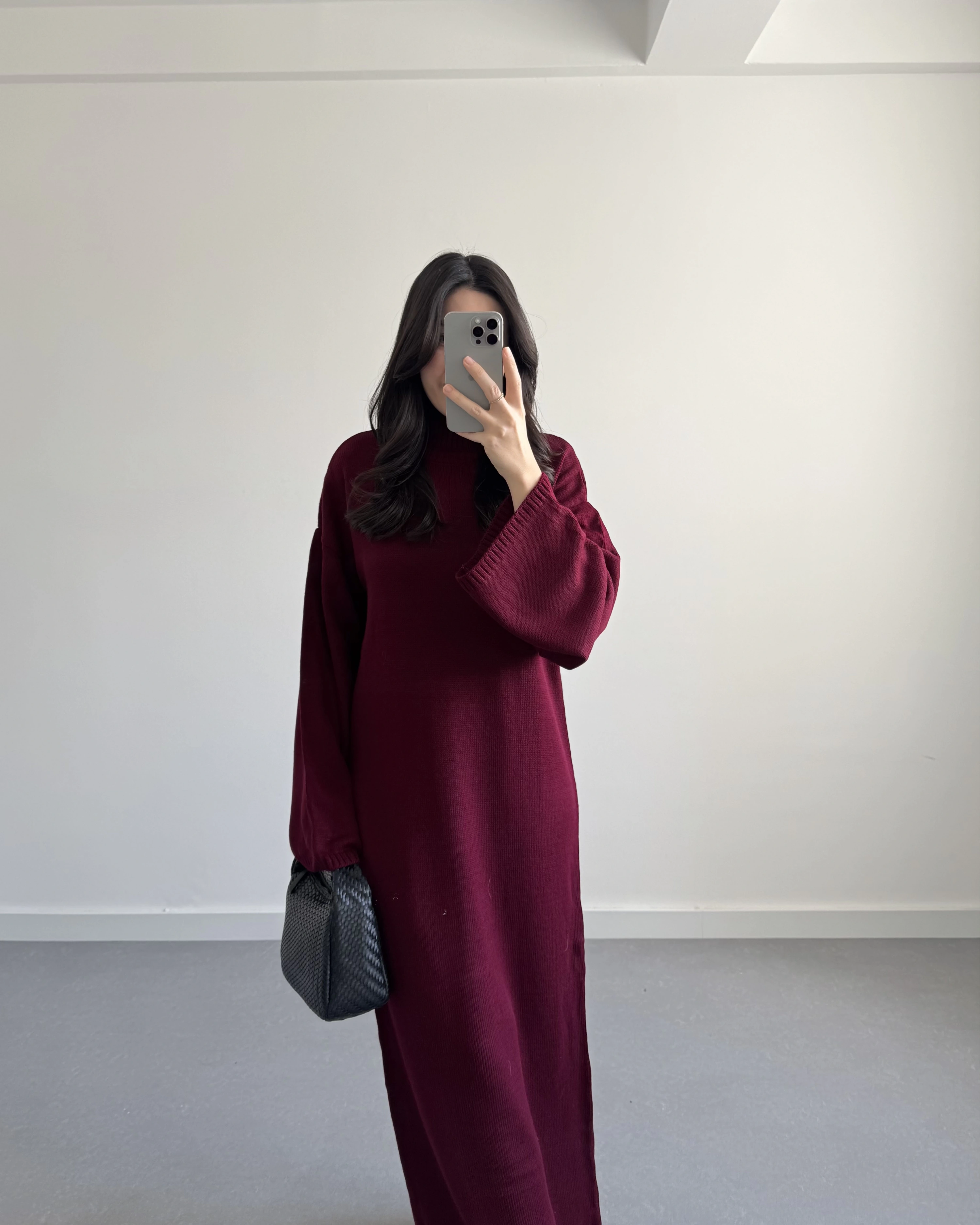 BORDO BALIKÇI YAKA TRİKO ELBİSE