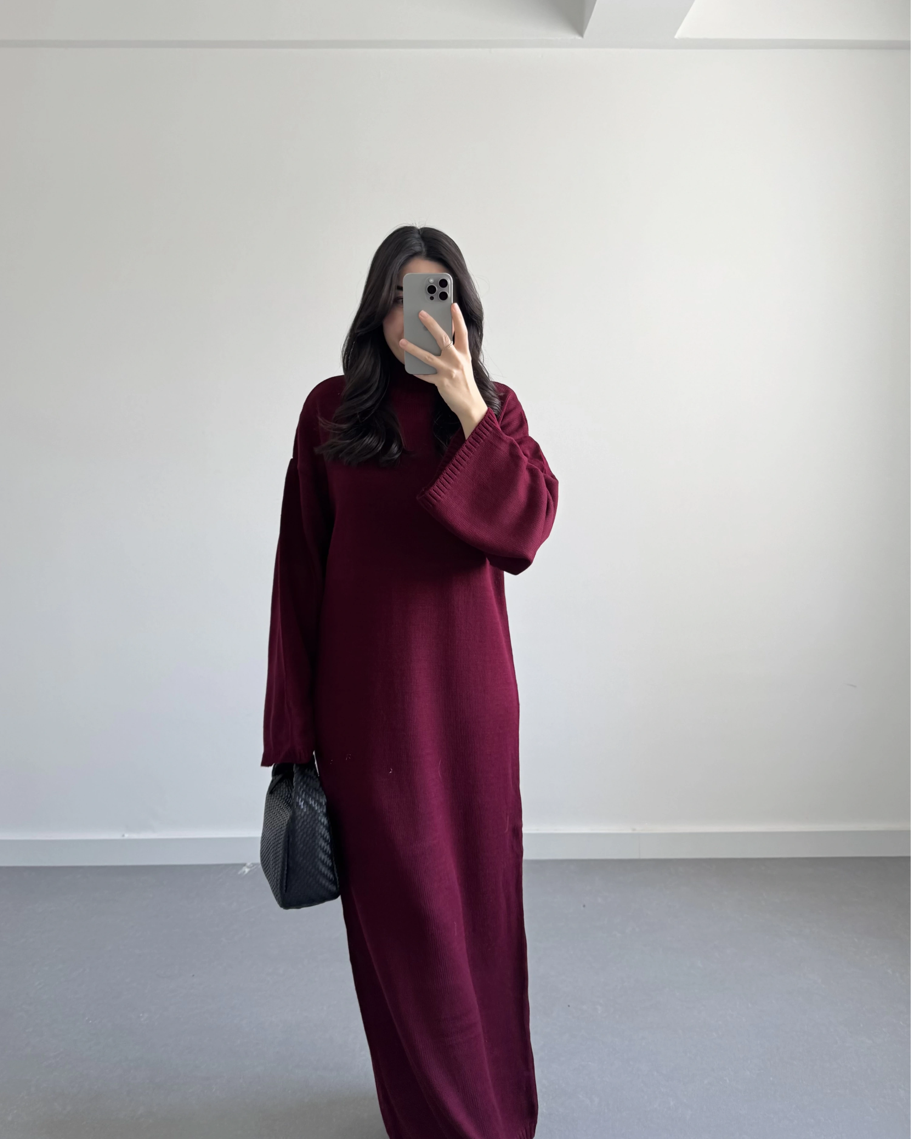 BORDO BALIKÇI YAKA TRİKO ELBİSE