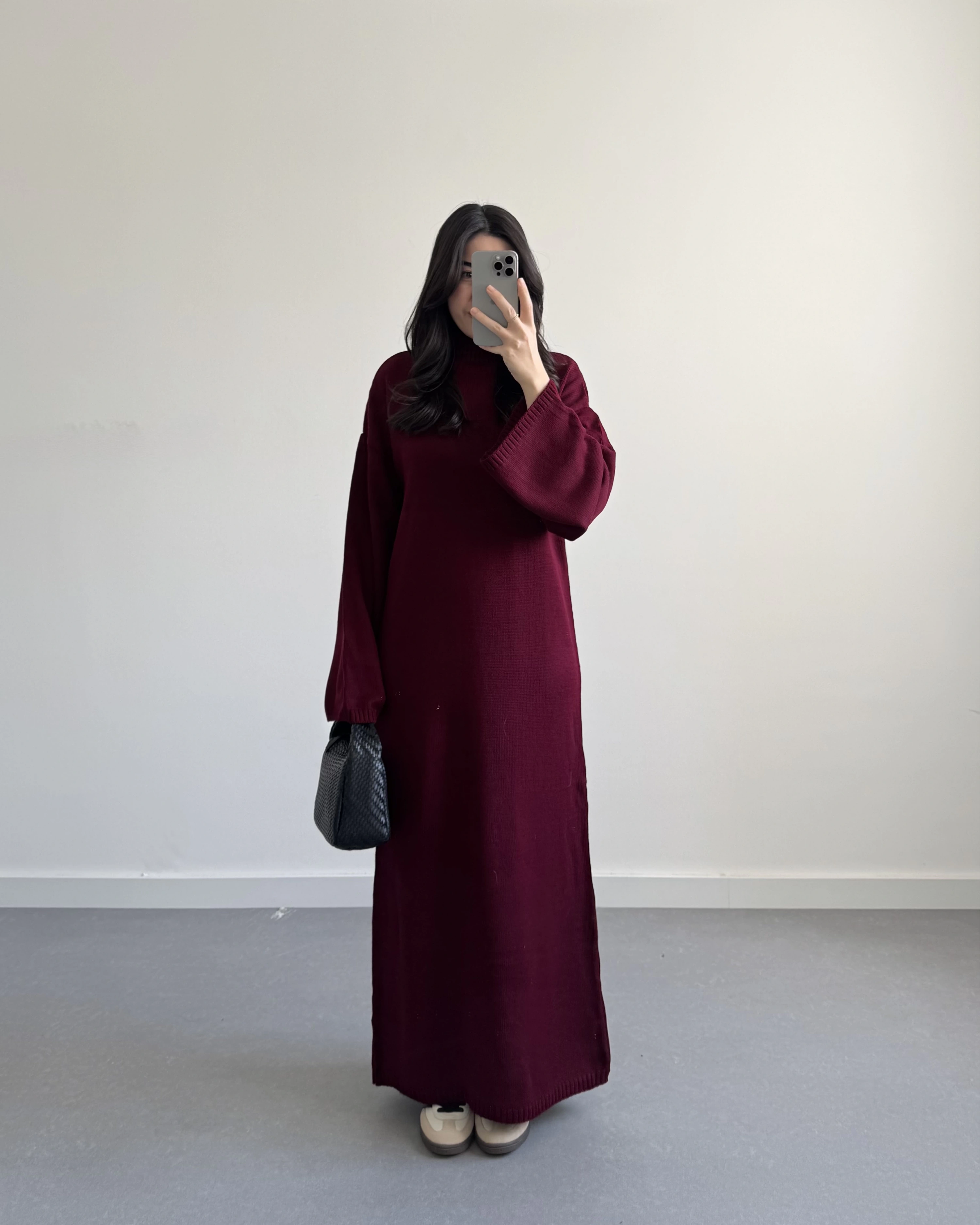 BORDO BALIKÇI YAKA TRİKO ELBİSE