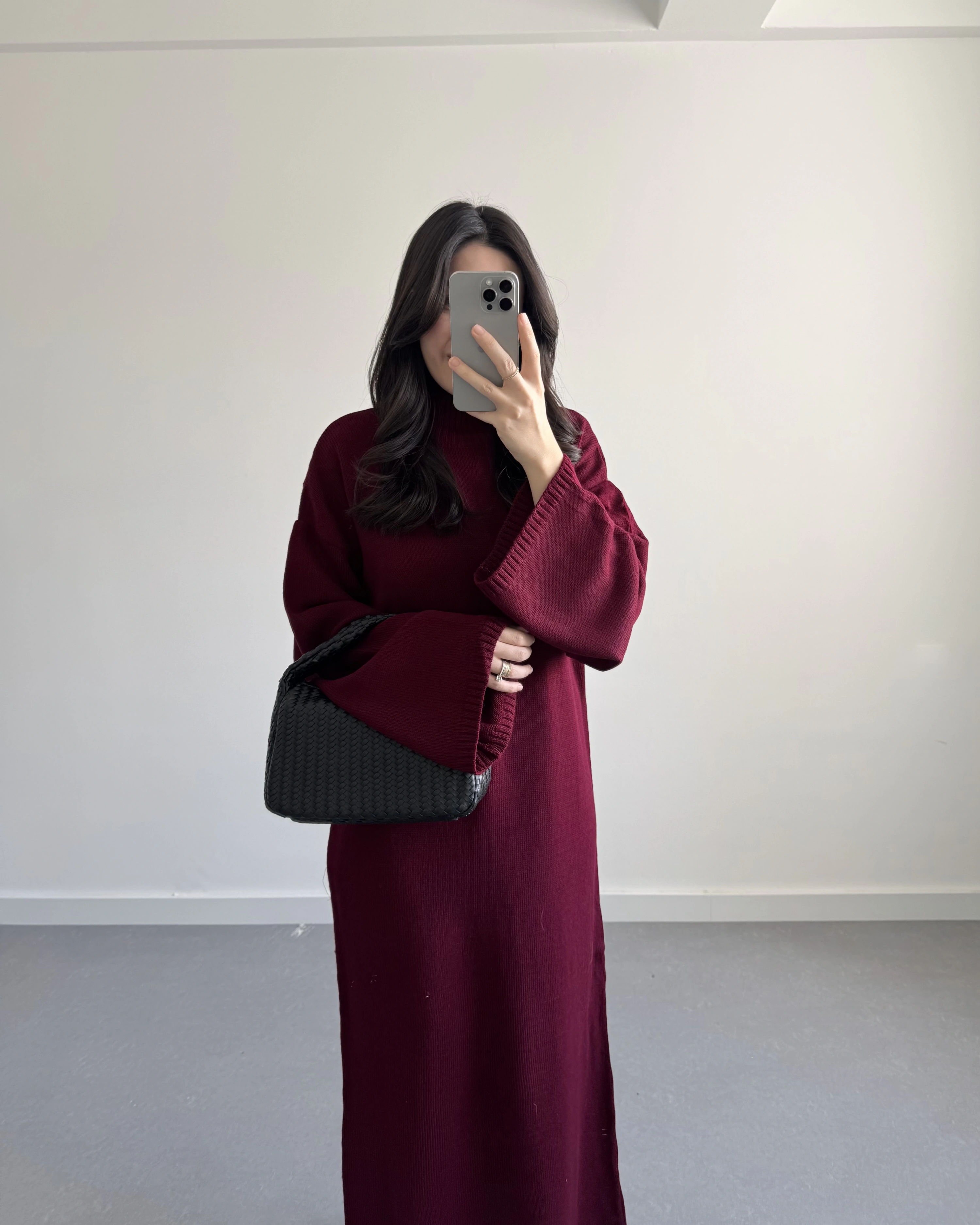 BORDO BALIKÇI YAKA TRİKO ELBİSE