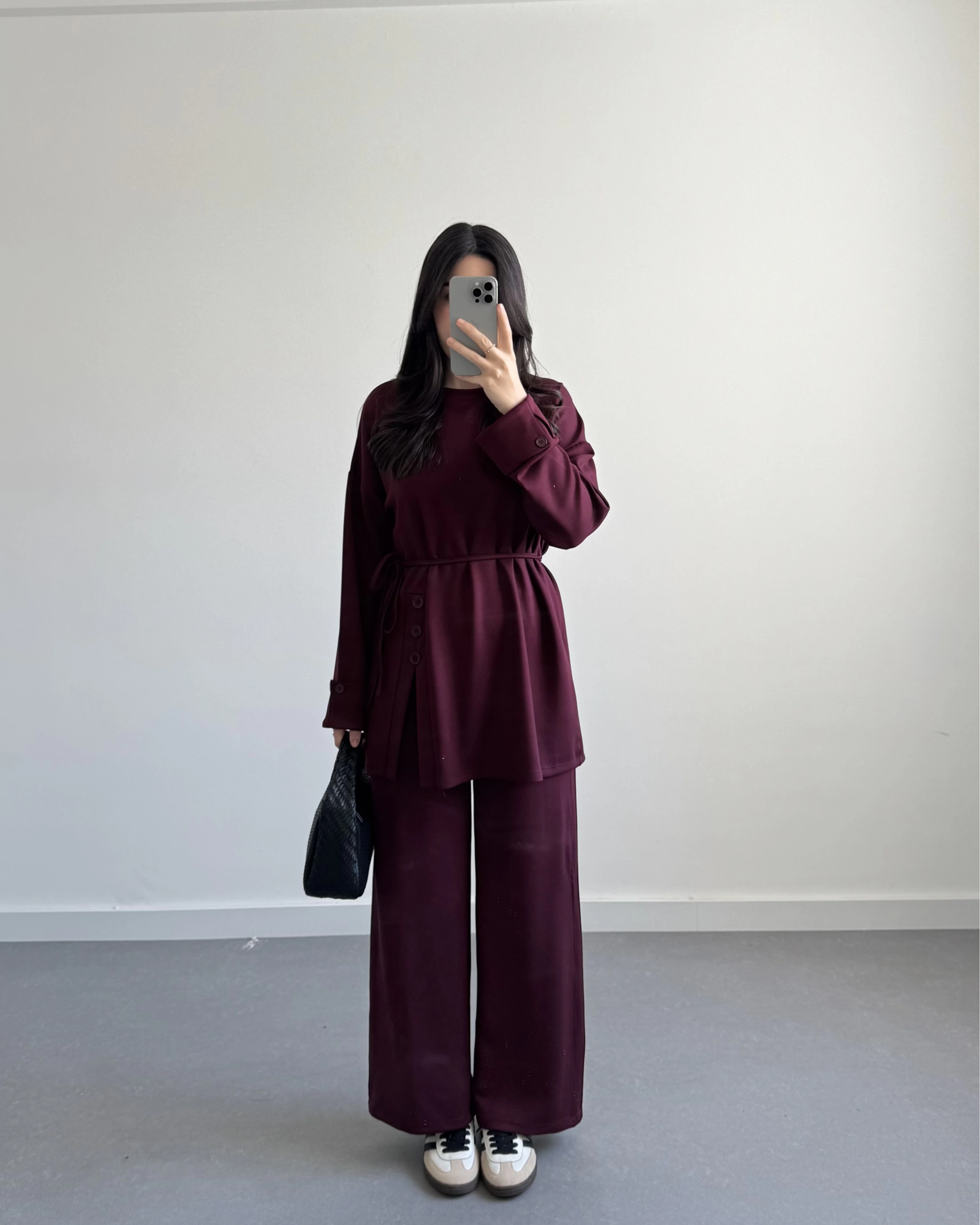 BORDO DÜĞME DETAYLI MODAL TAKIM