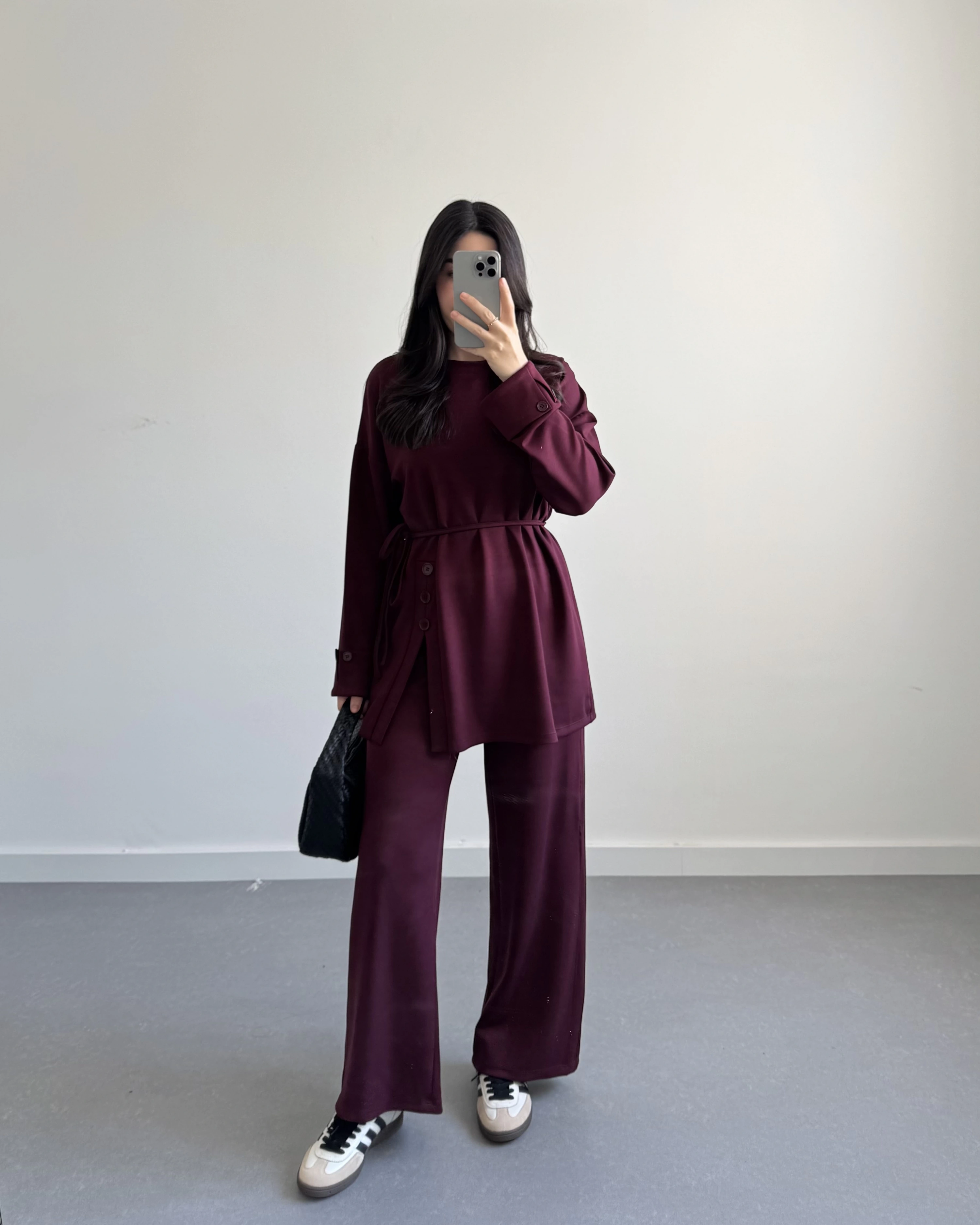 BORDO DÜĞME DETAYLI MODAL TAKIM