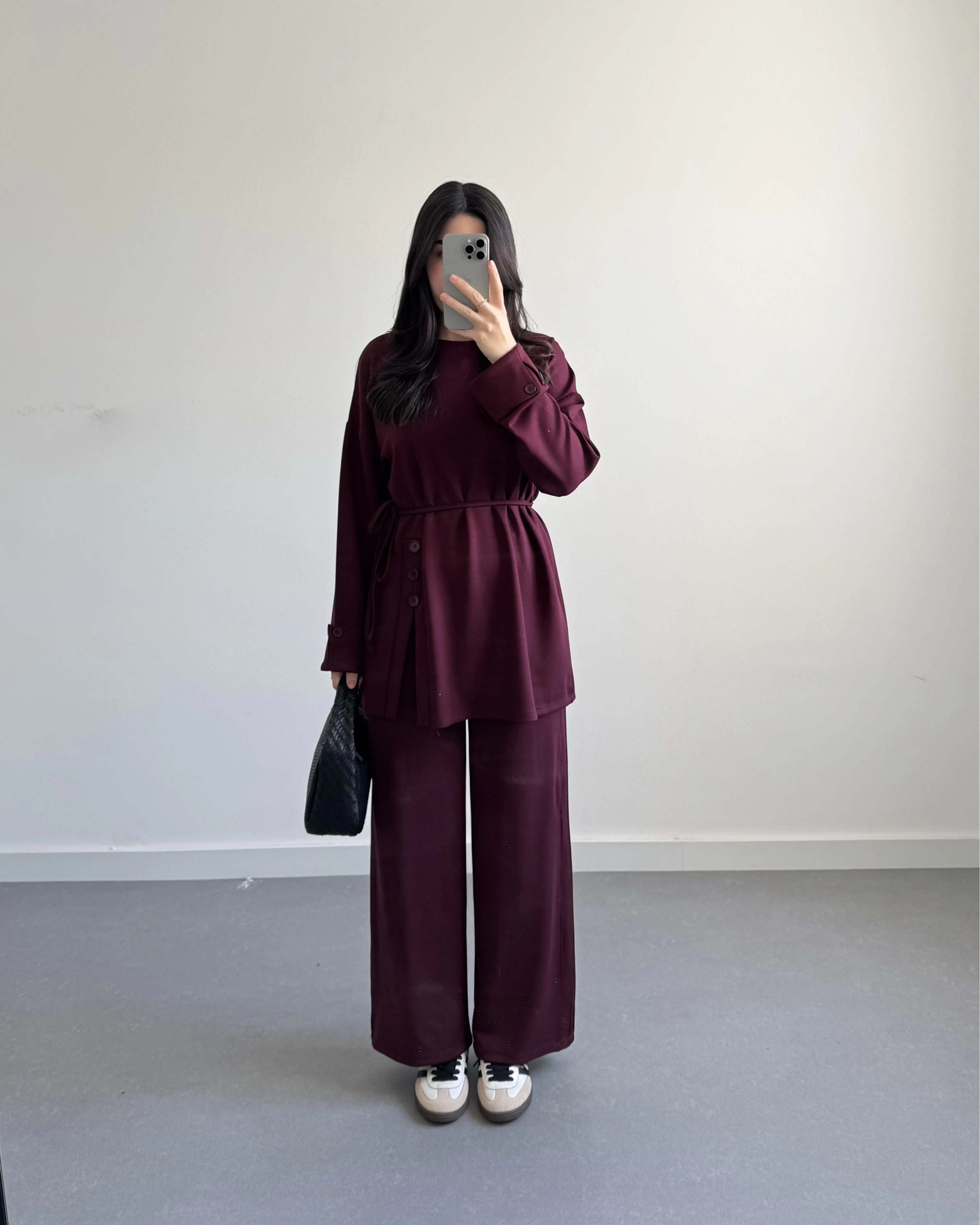 BORDO DÜĞME DETAYLI MODAL TAKIM