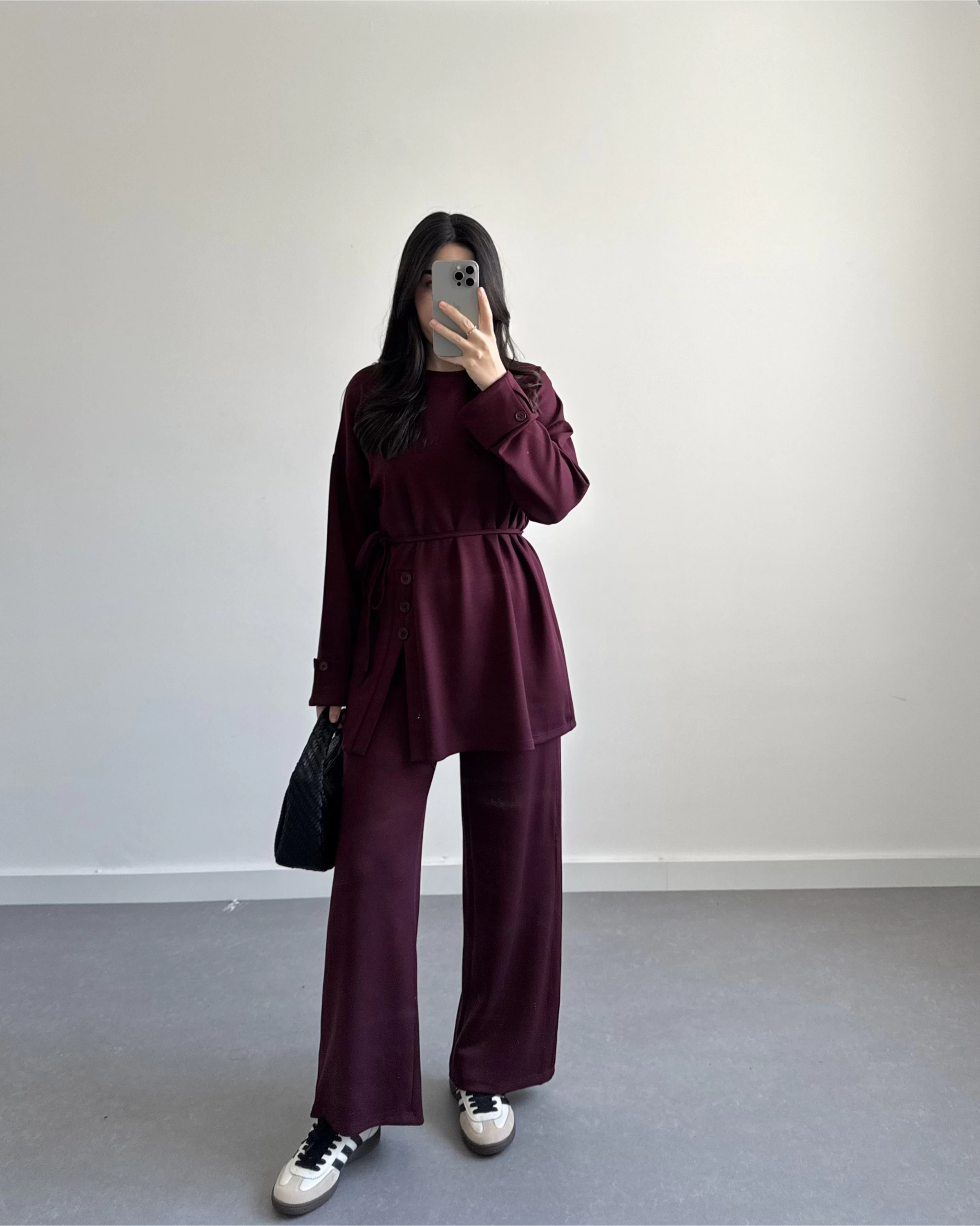 BORDO DÜĞME DETAYLI MODAL TAKIM