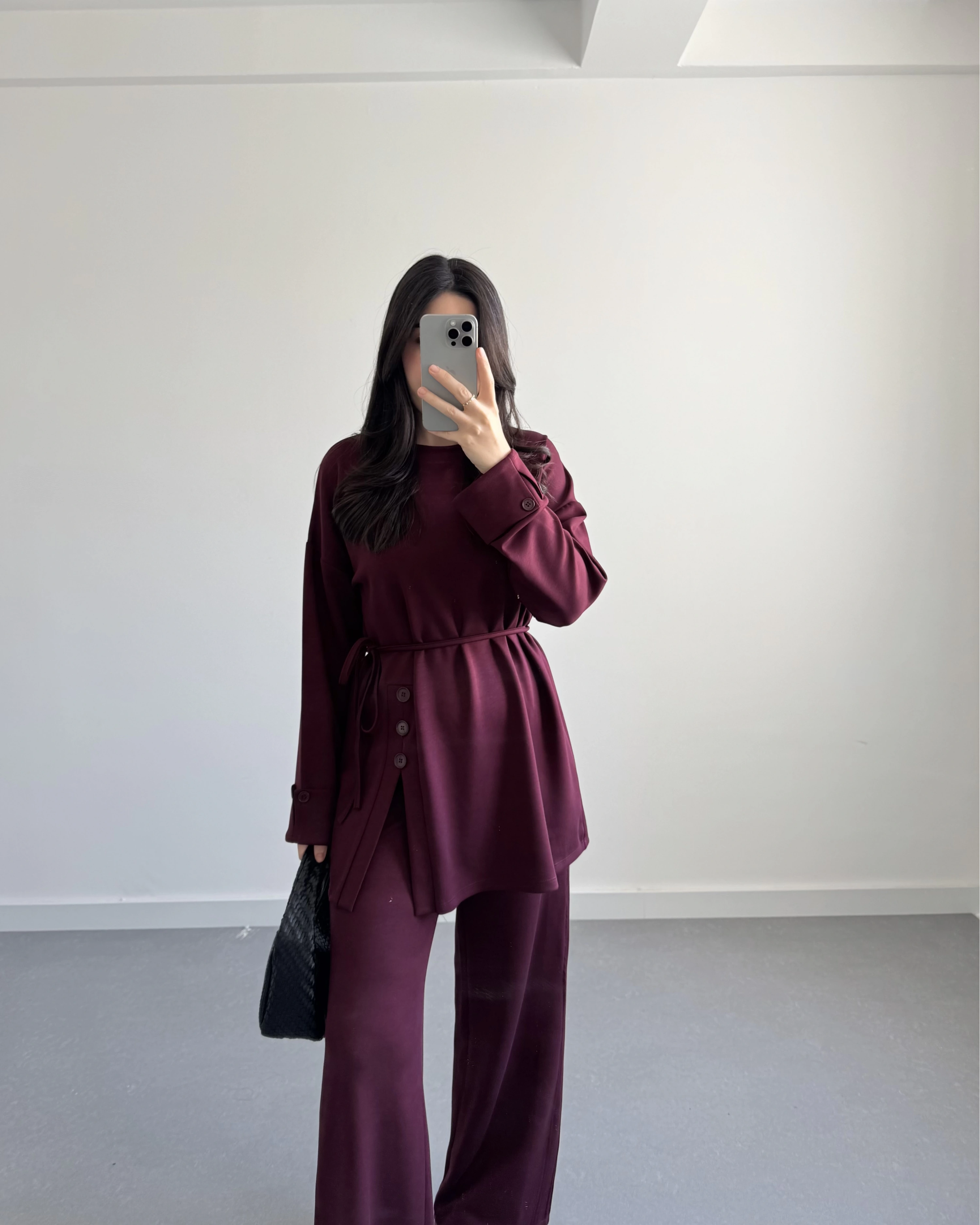 BORDO DÜĞME DETAYLI MODAL TAKIM