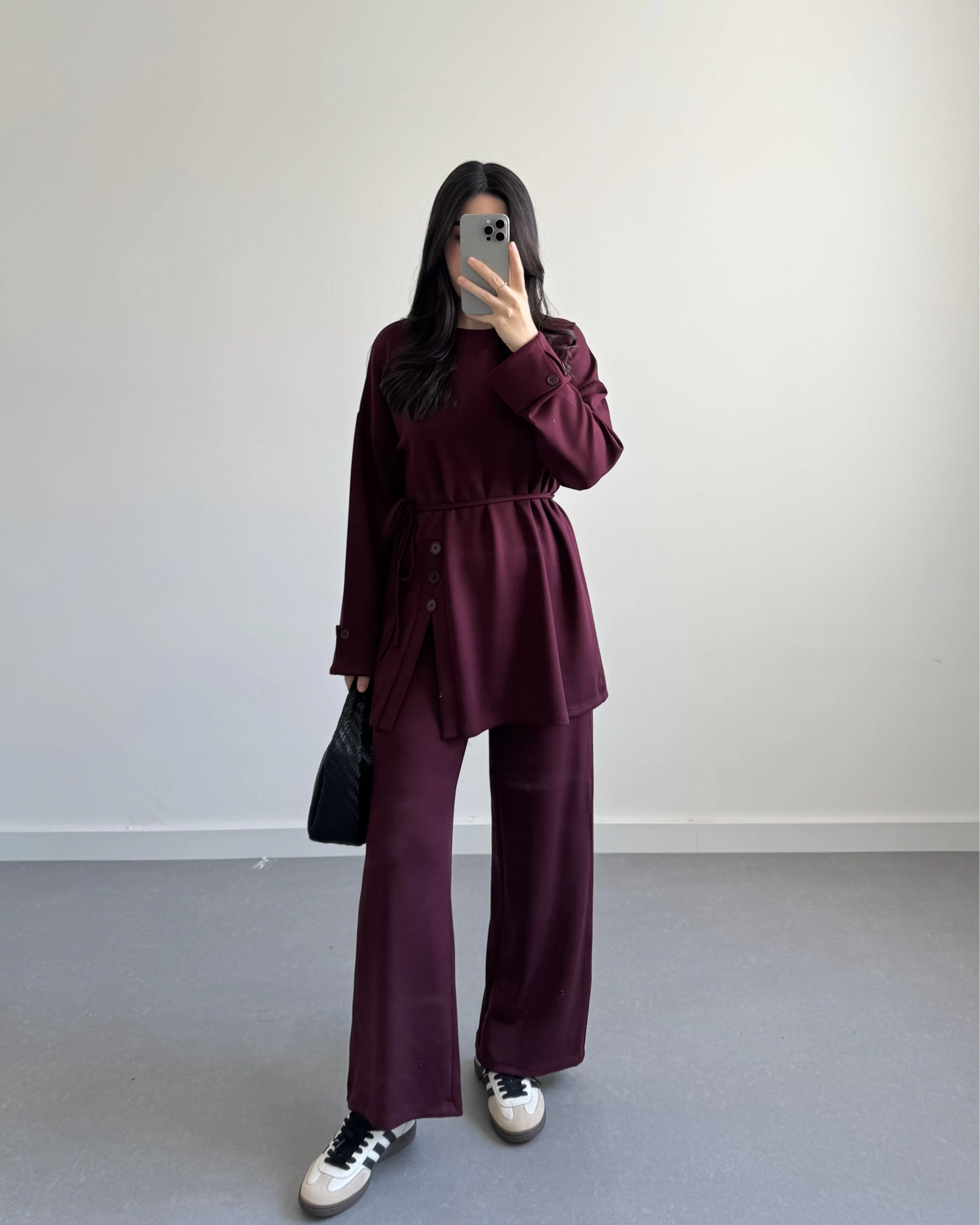 BORDO DÜĞME DETAYLI MODAL TAKIM