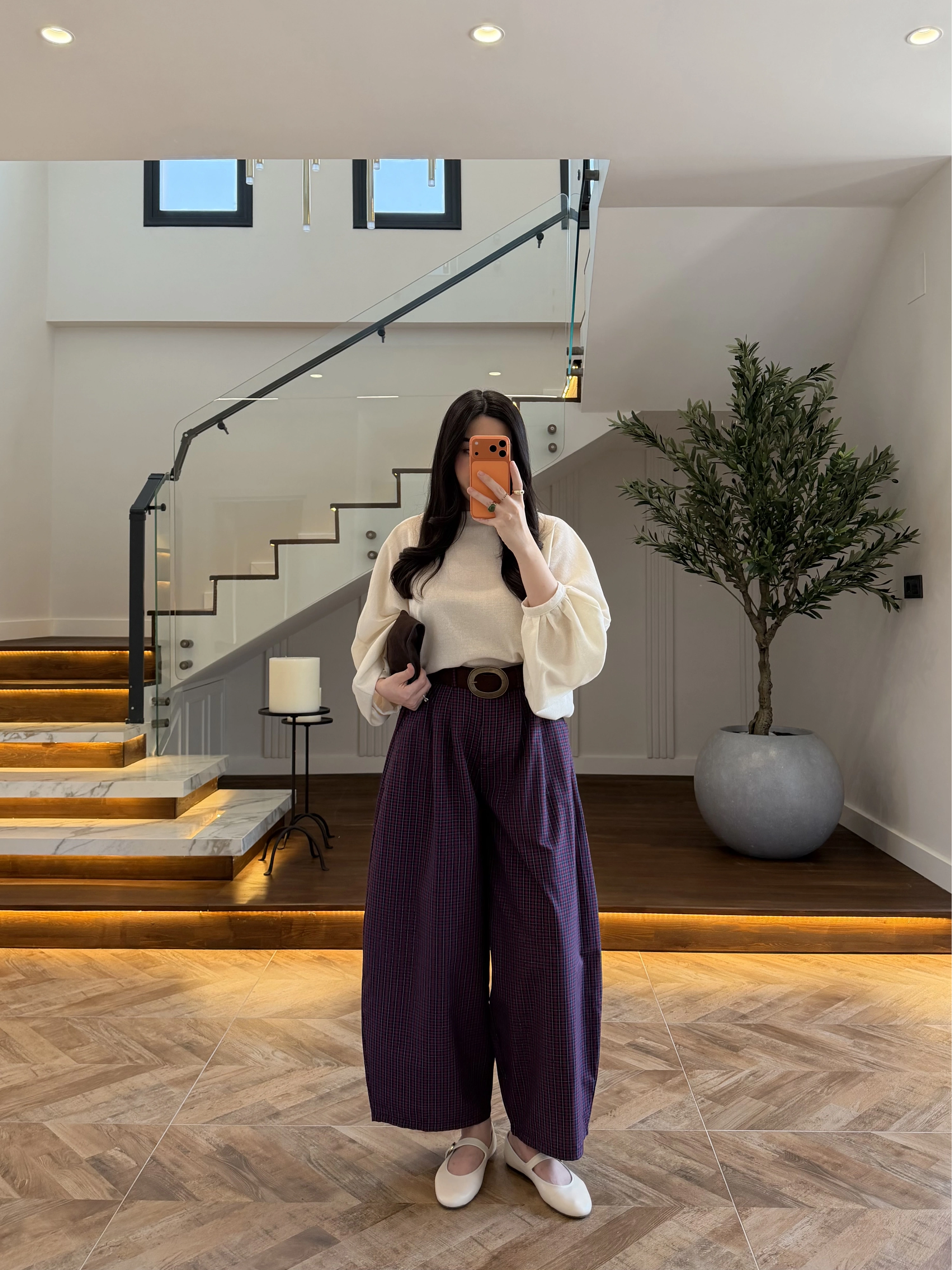 BORDO EKOSE KEMERLİ PANTOLON-51478