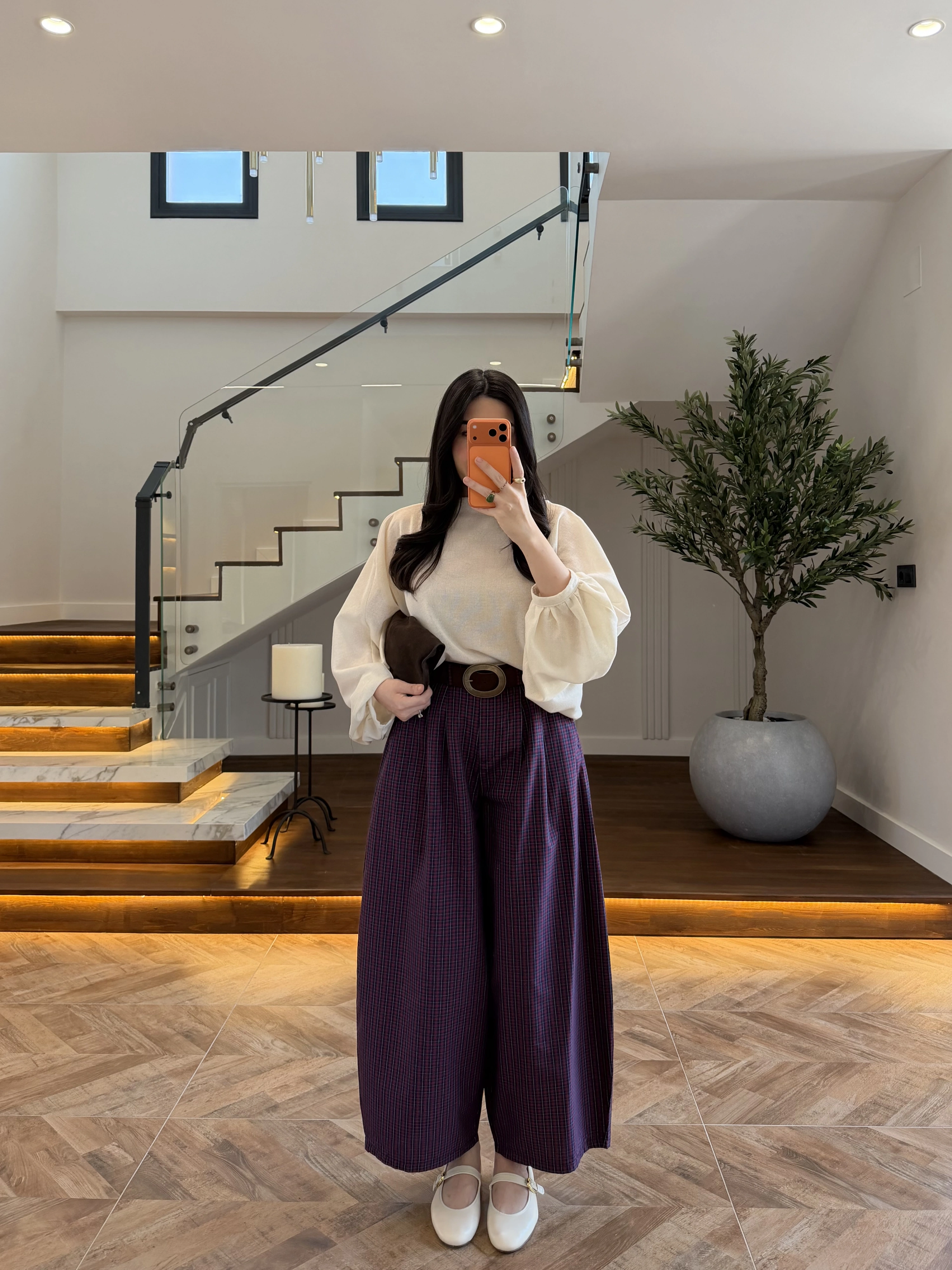 BORDO EKOSE KEMERLİ PANTOLON-51478