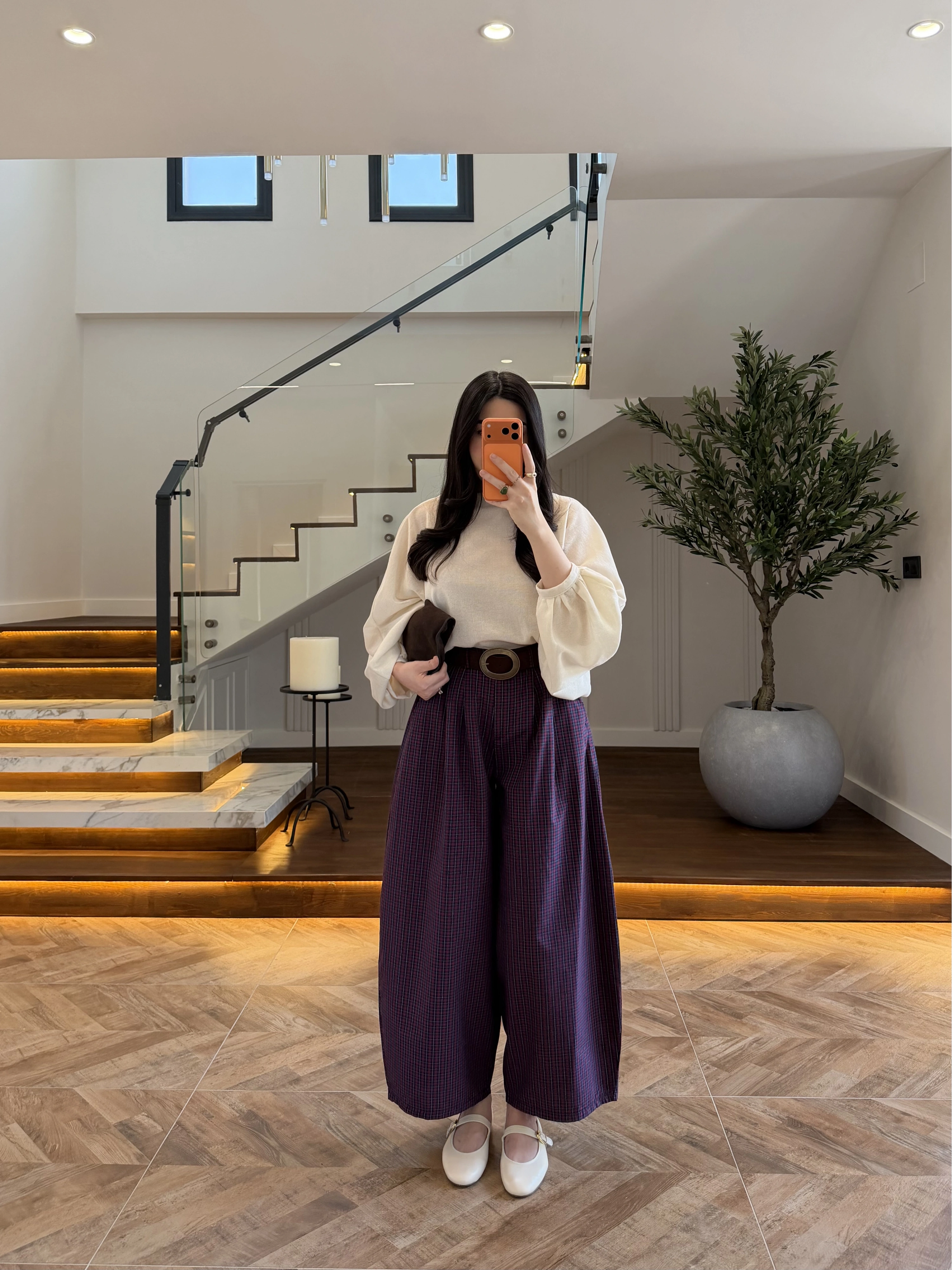 BORDO EKOSE KEMERLİ PANTOLON-51478