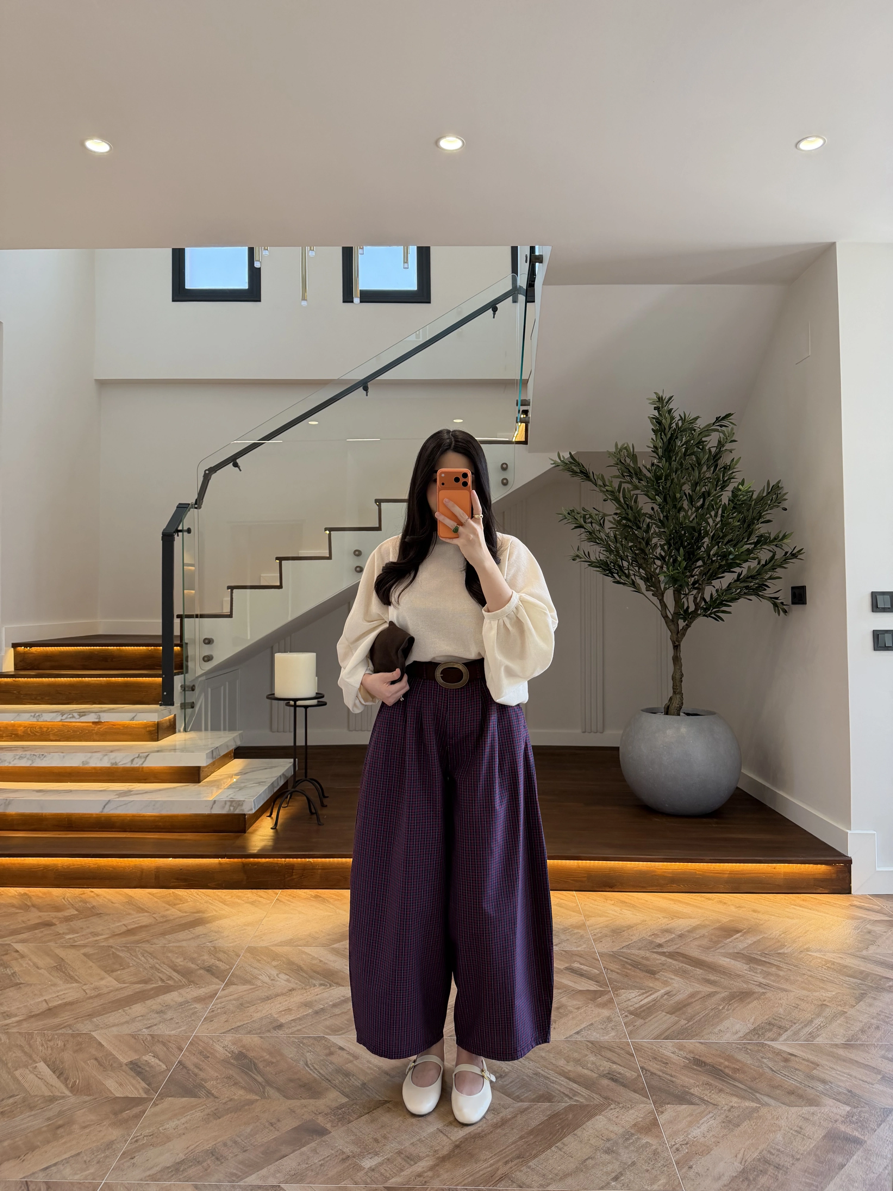 BORDO EKOSE KEMERLİ PANTOLON-51478