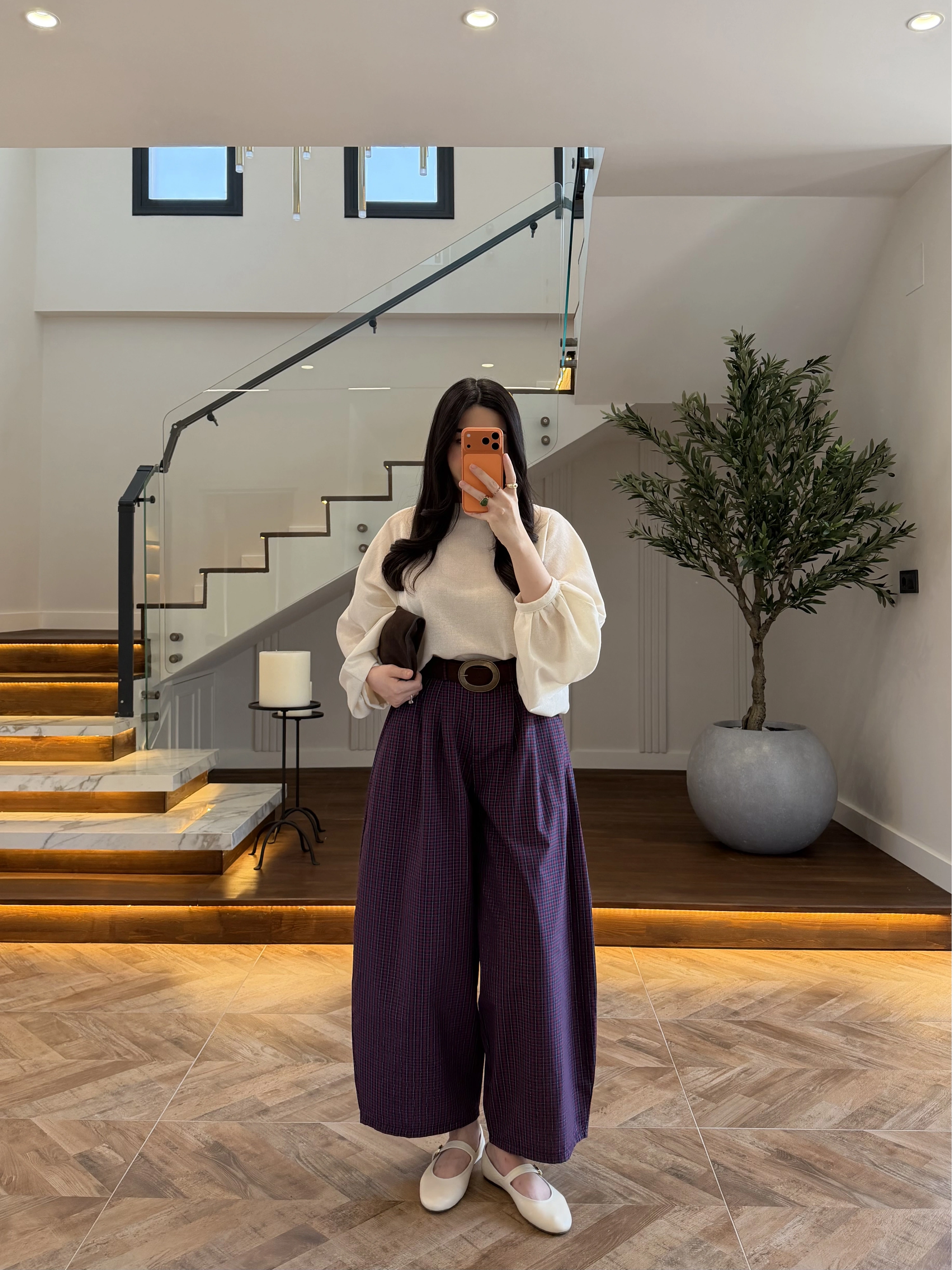 BORDO EKOSE KEMERLİ PANTOLON-51478