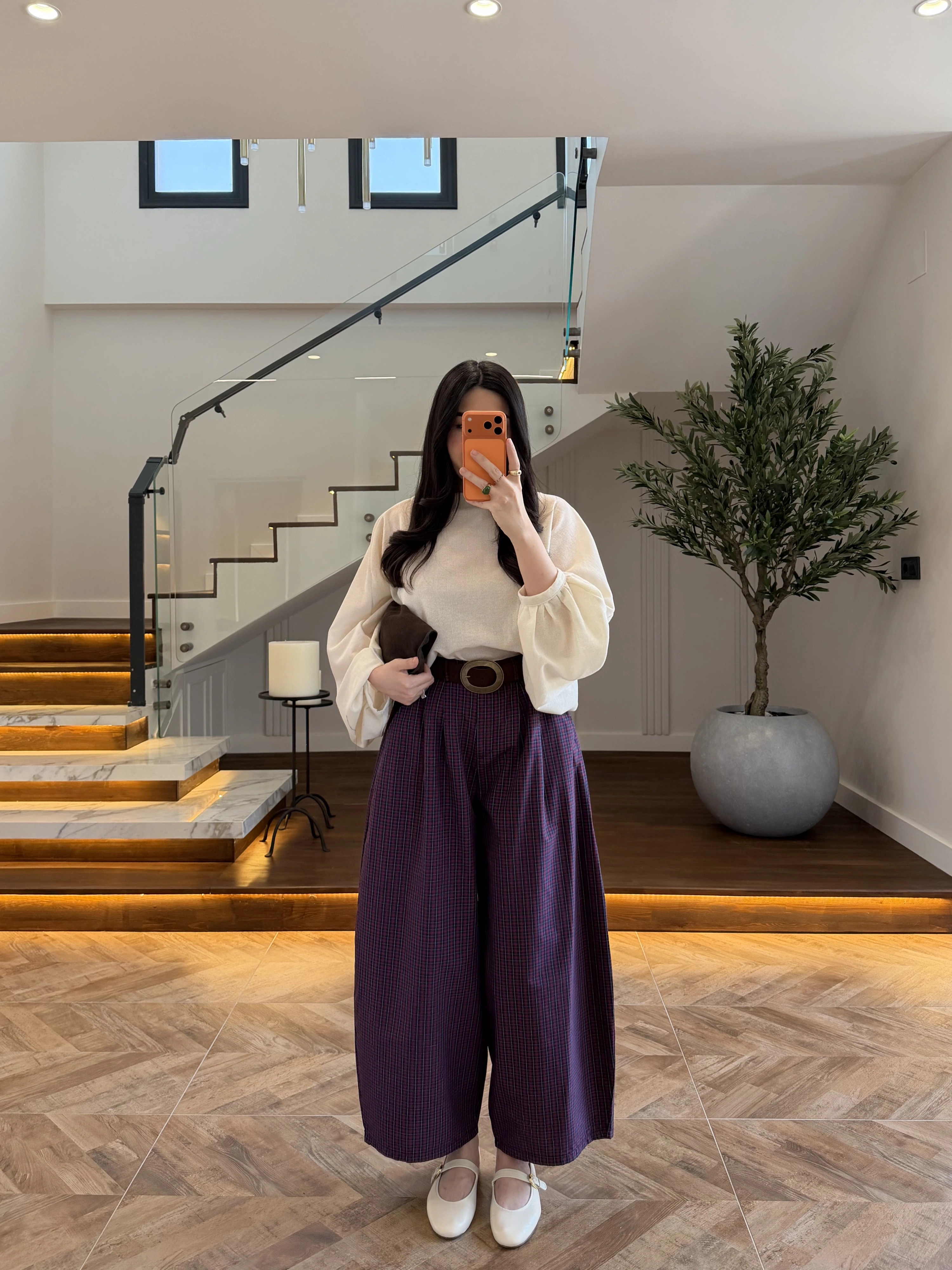 BORDO EKOSE KEMERLİ PANTOLON-51478