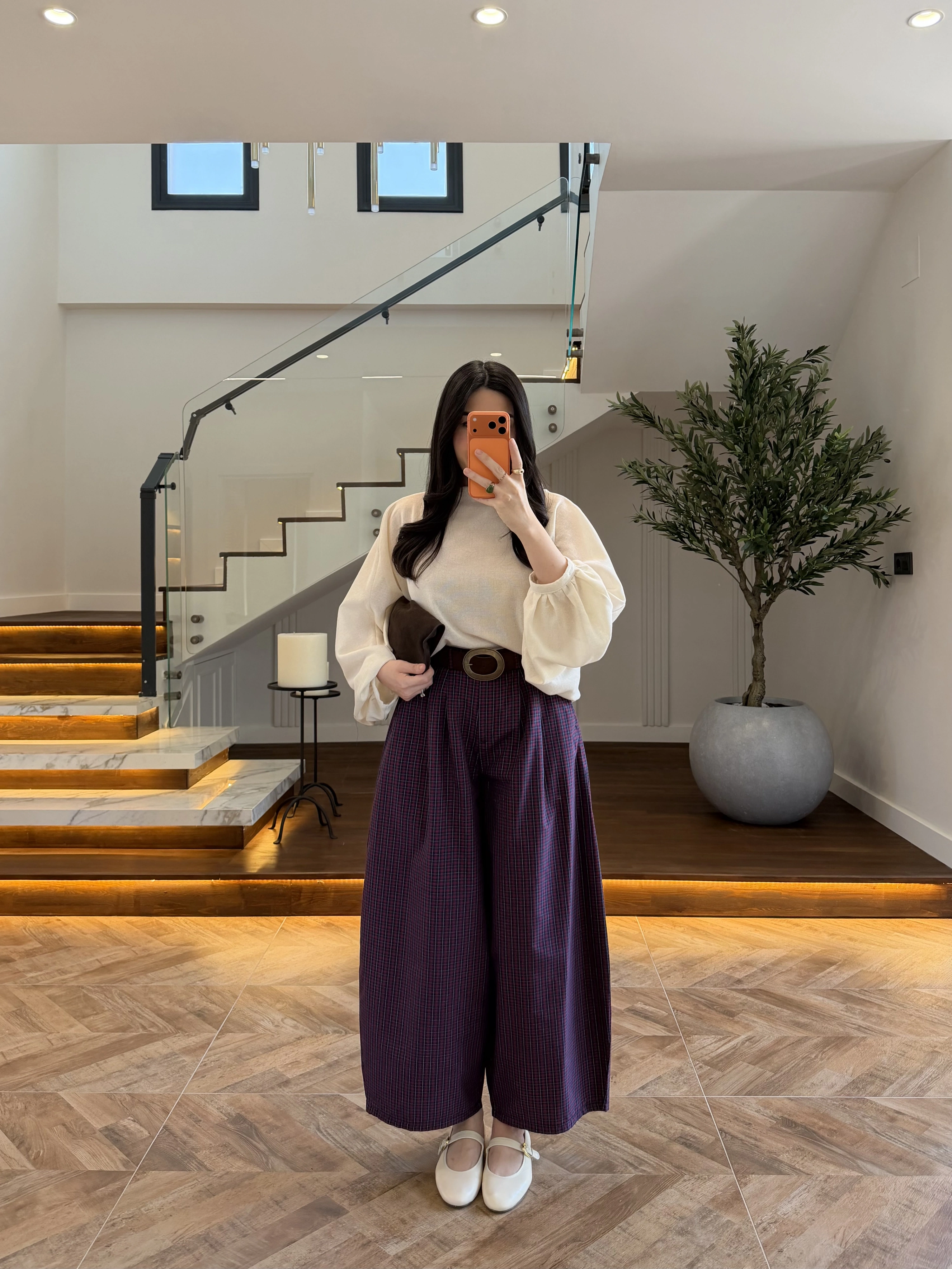 BORDO EKOSE KEMERLİ PANTOLON-51478