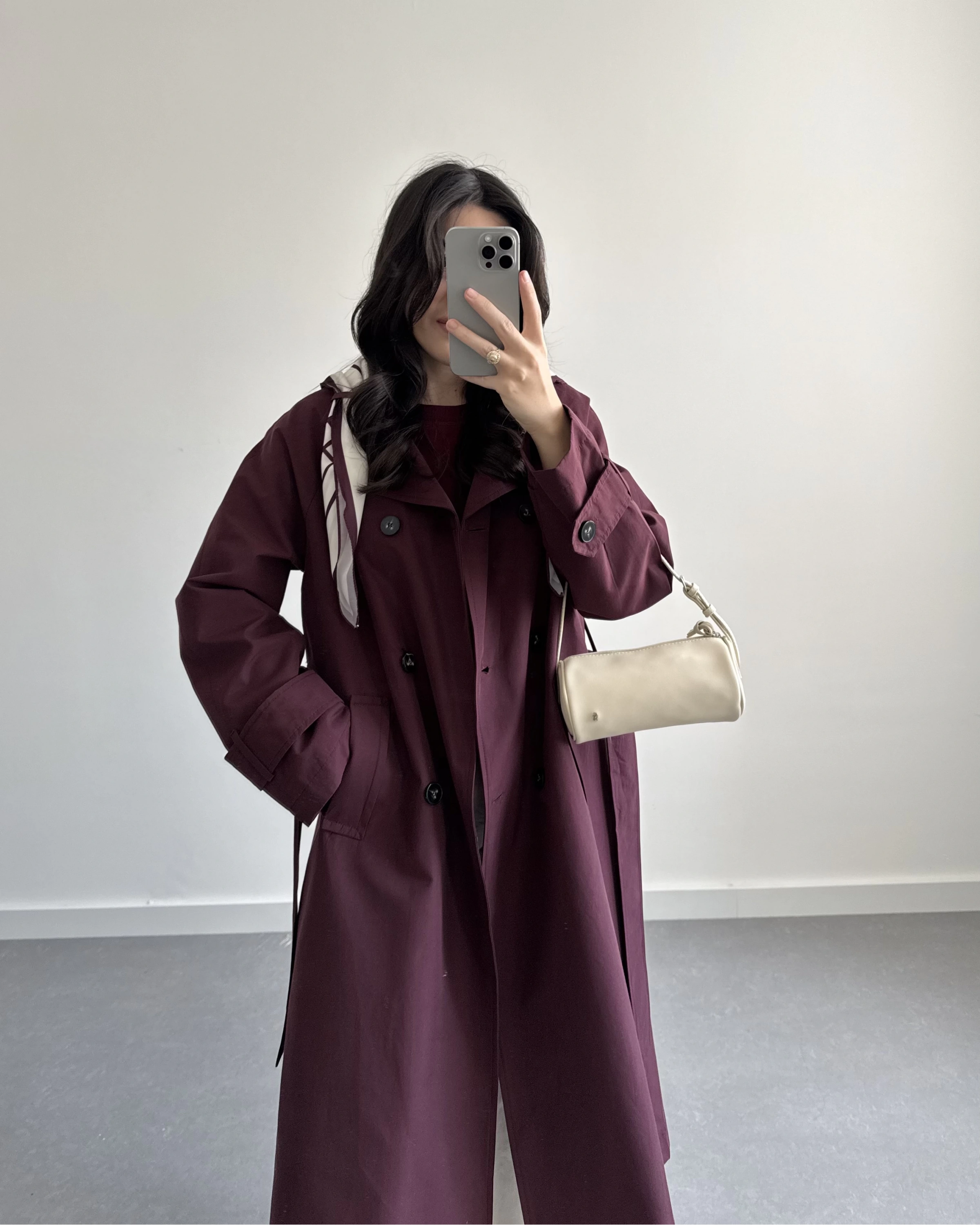 BORDO FULARLI PREMİUM TRENÇKOT