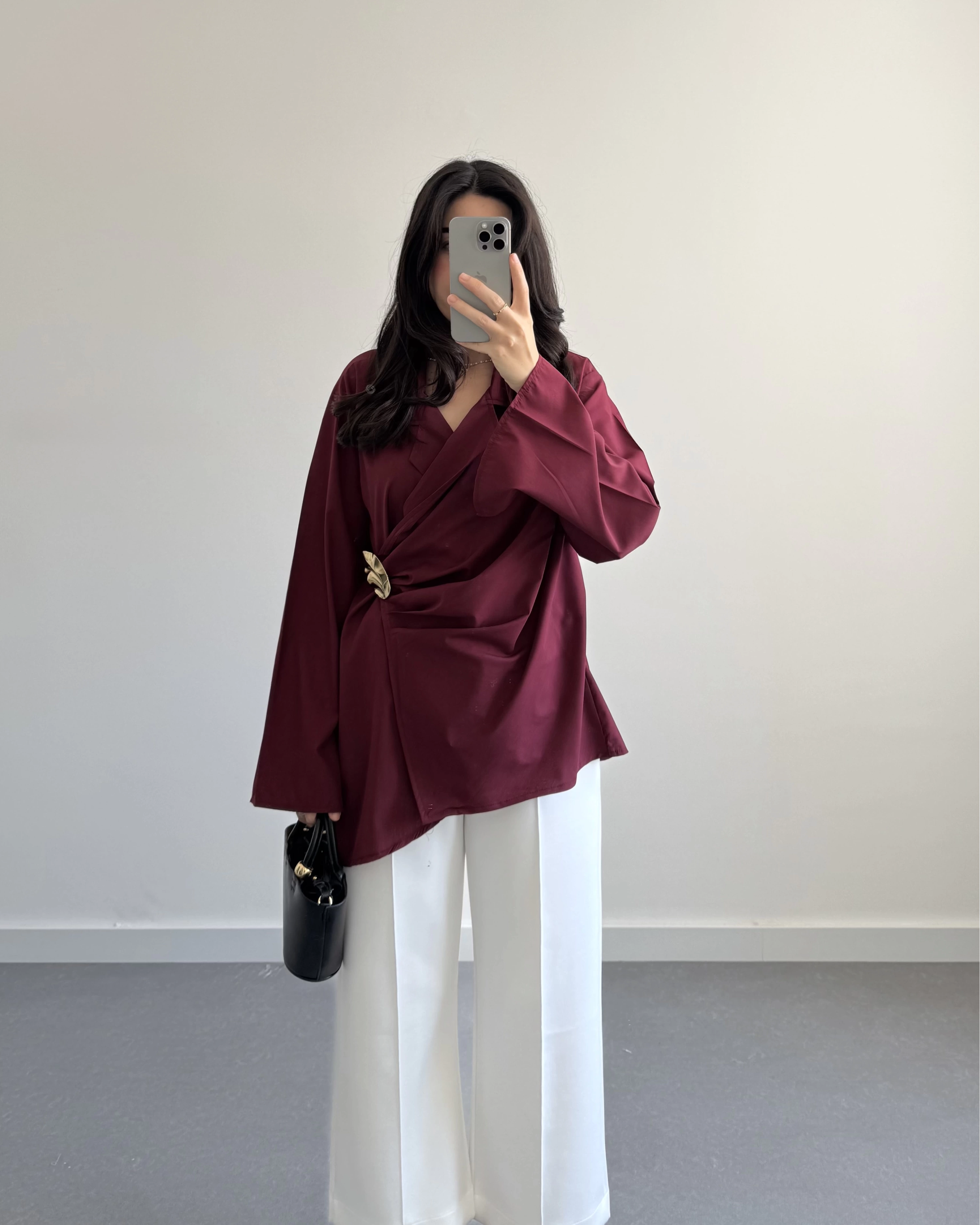 BORDO GOLD BROŞLU GÖMLEK