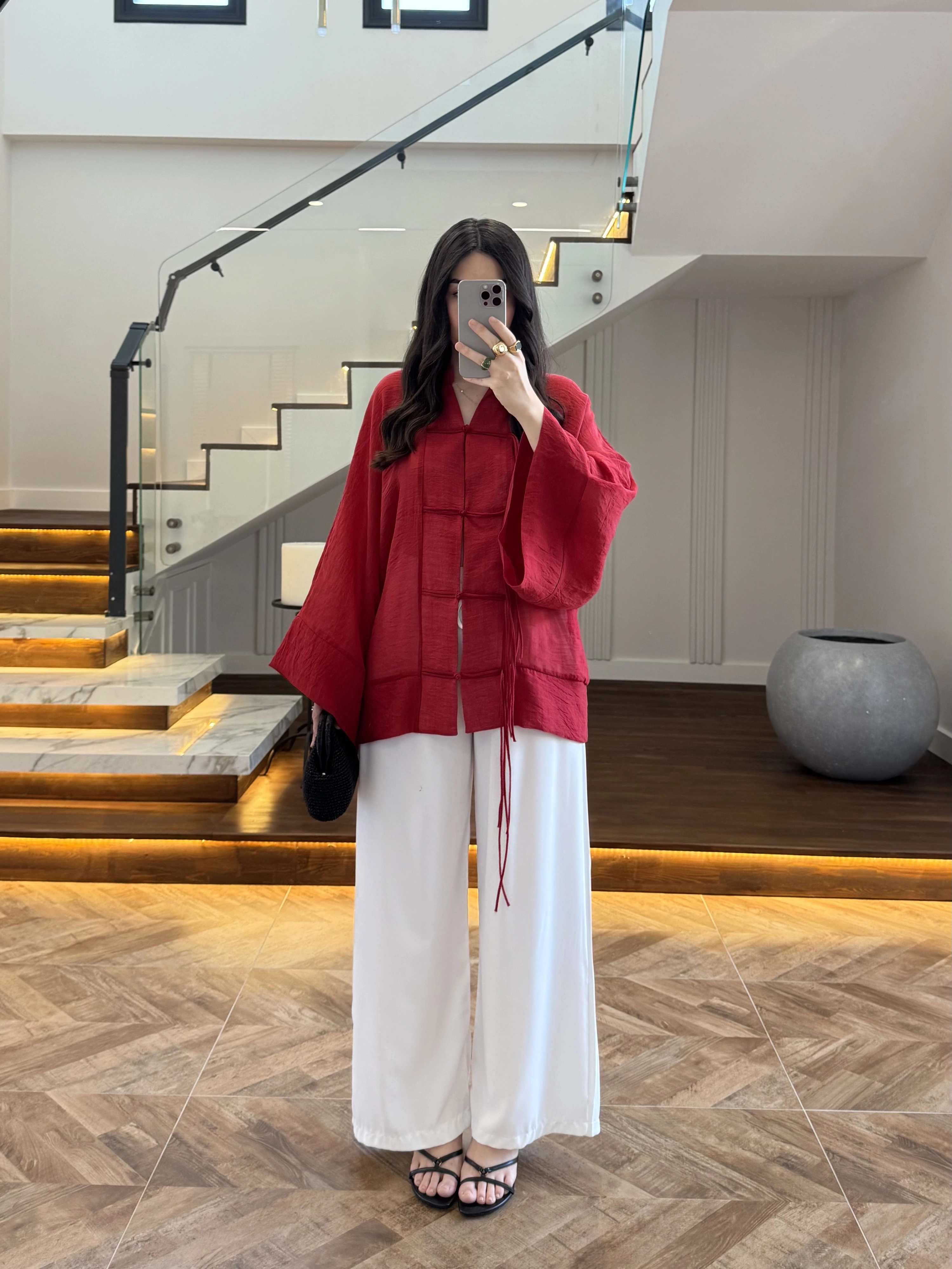 BORDO İP BAĞCIKLI GÖMLEK -5098